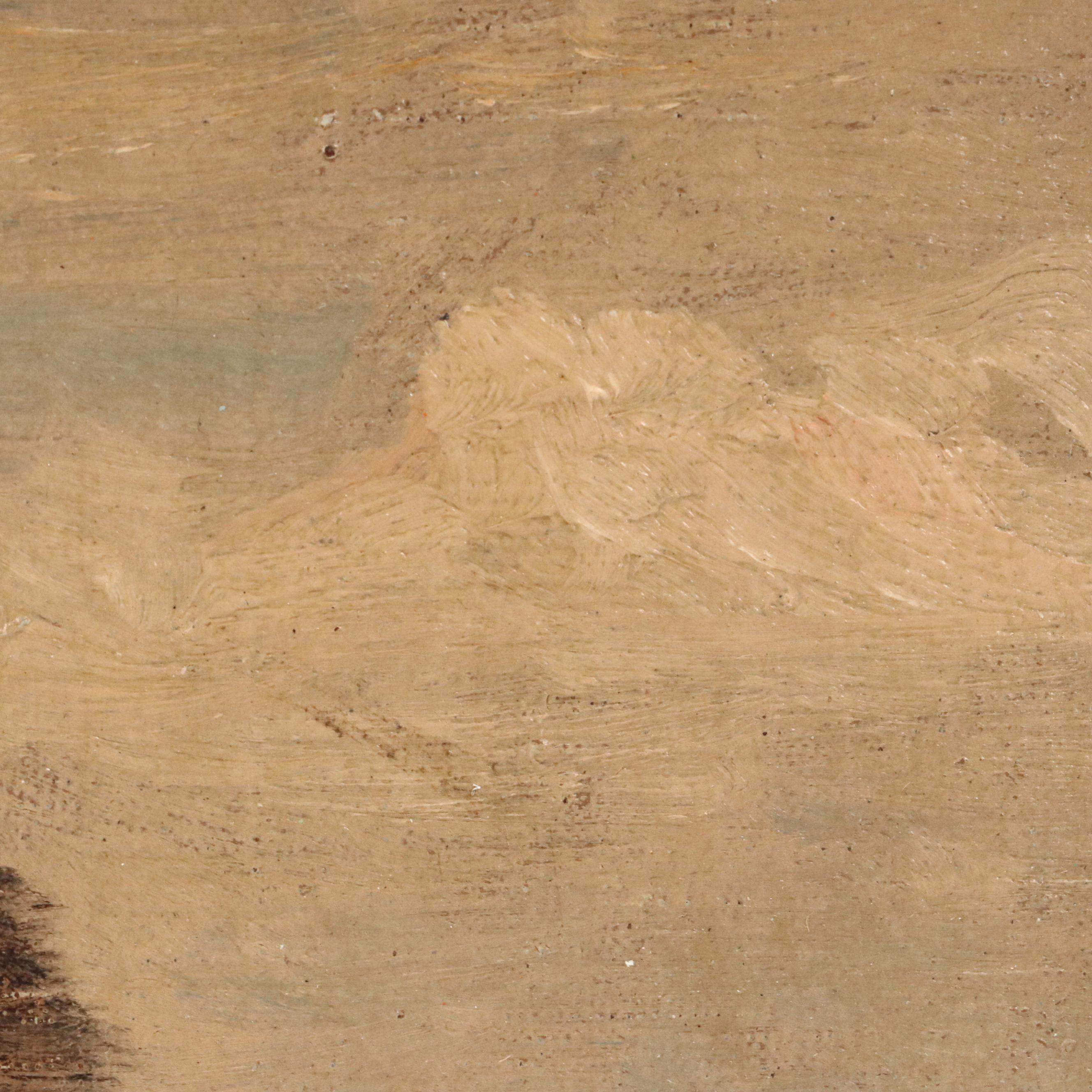 Dutch School Pastoral Scene With Windmill Oil Painting, Late 19th century