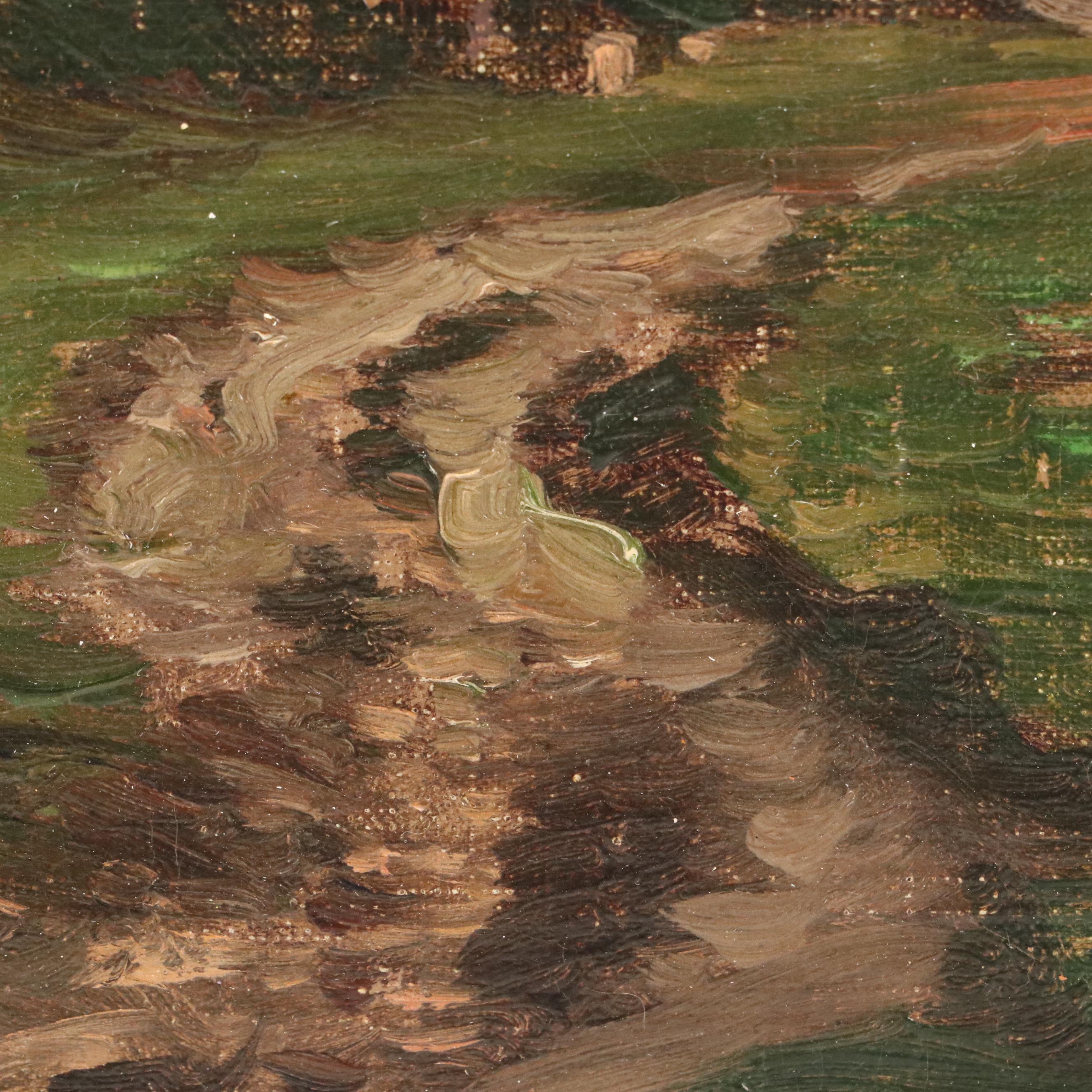 Dutch School Pastoral Scene With Windmill Oil Painting, Late 19th century