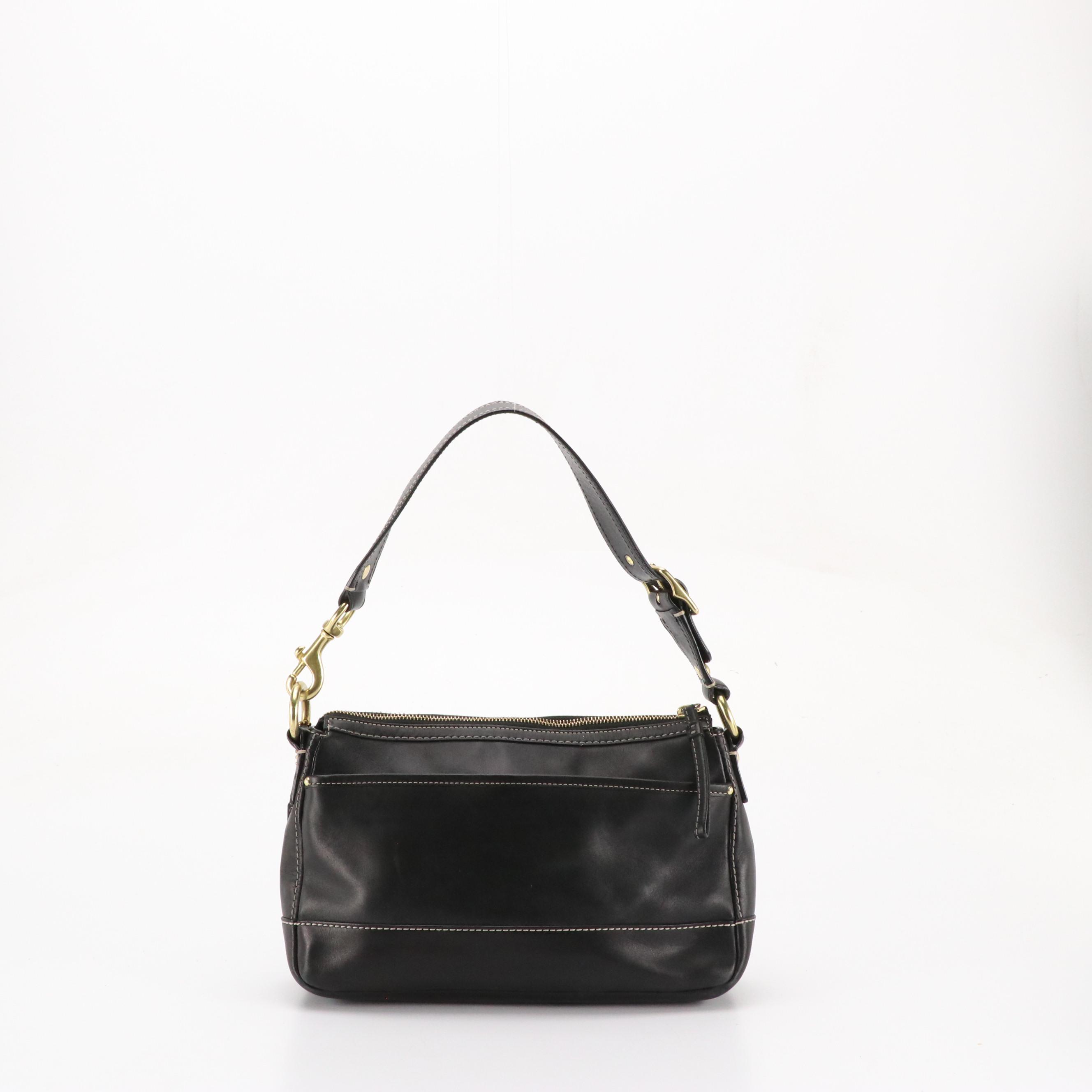 Coach Legacy Turn-Lock Shoulder Bag in Black Leather