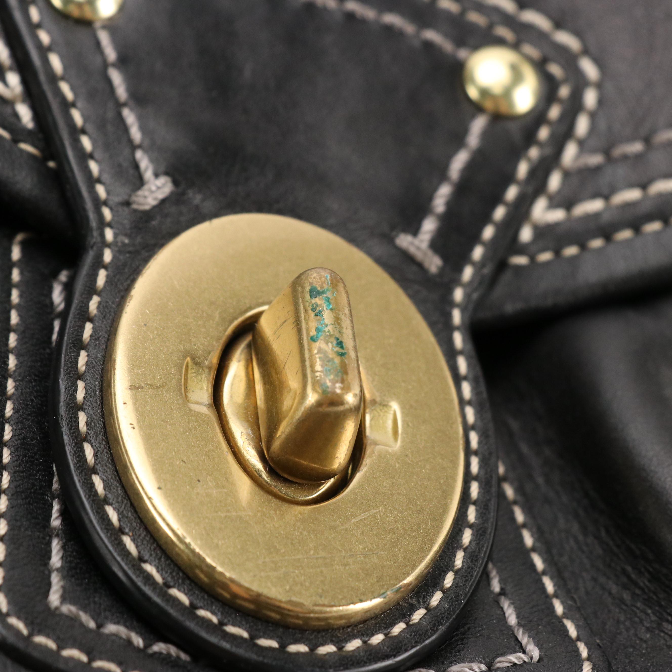 Coach Legacy Turn-Lock Shoulder Bag in Black Leather