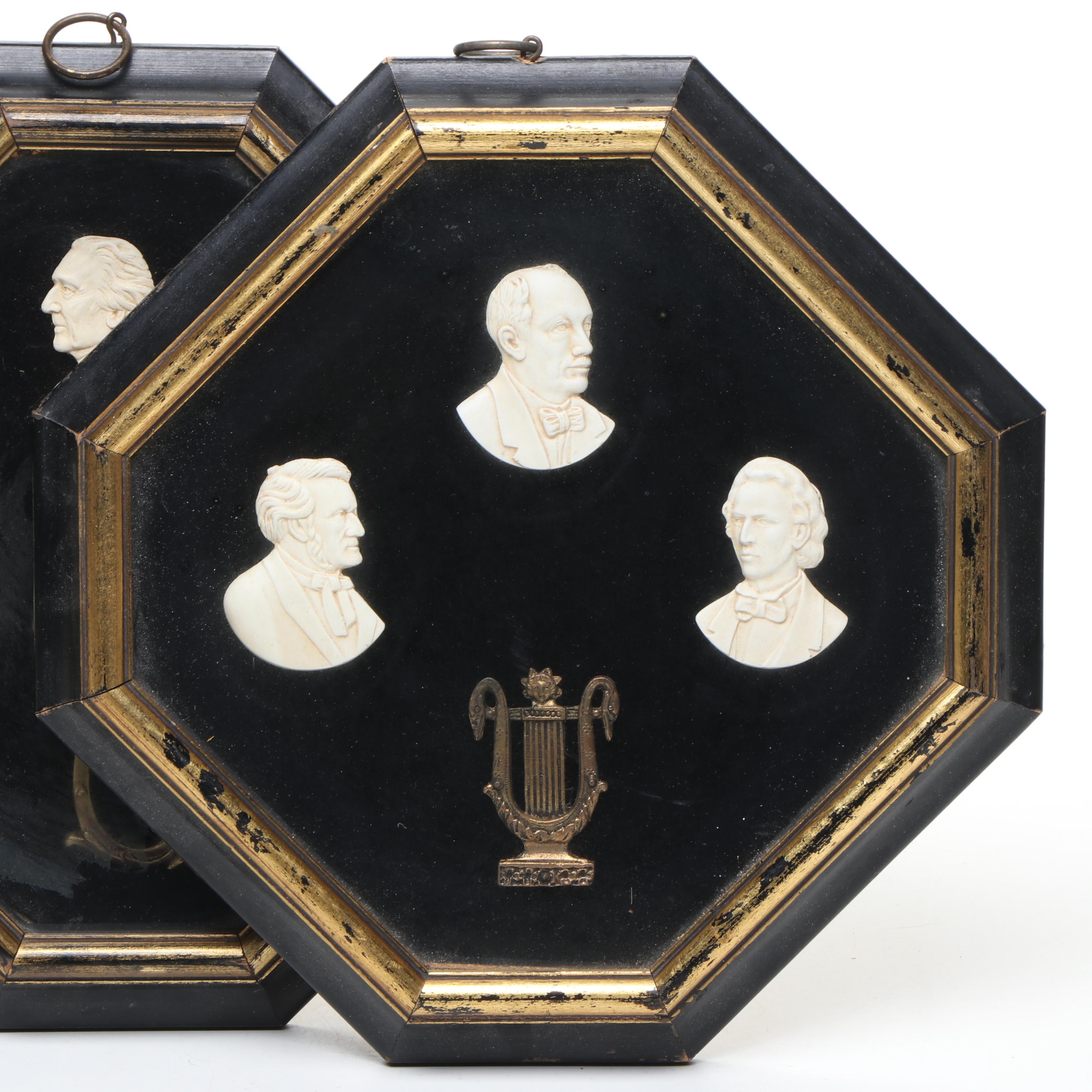 Sungott Studios Historical Figures Cameo Portraits in Octagonal Wooden Frames