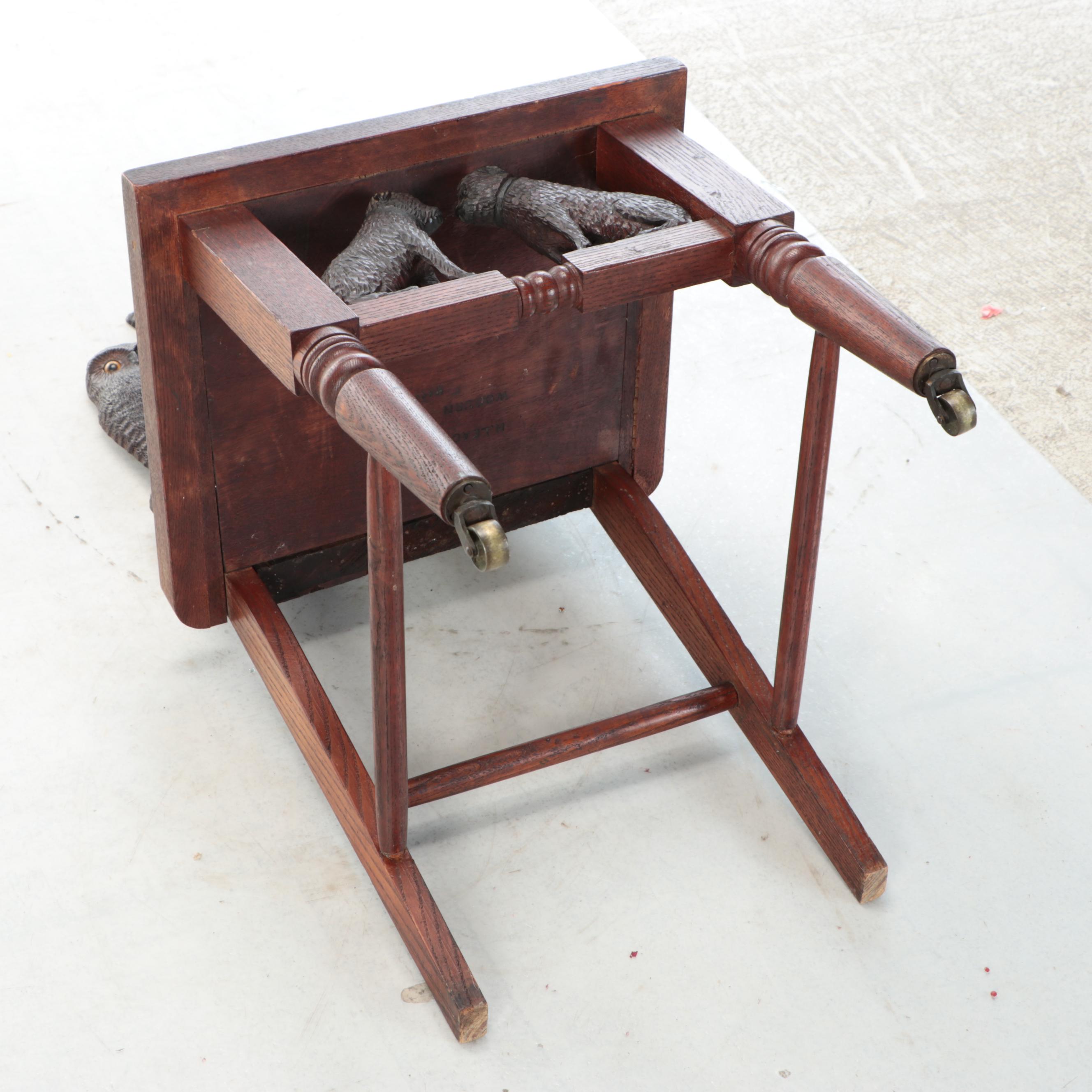 New England Folk Art Henry Leach Carved Owl and Dog Chair, Late 19th Century