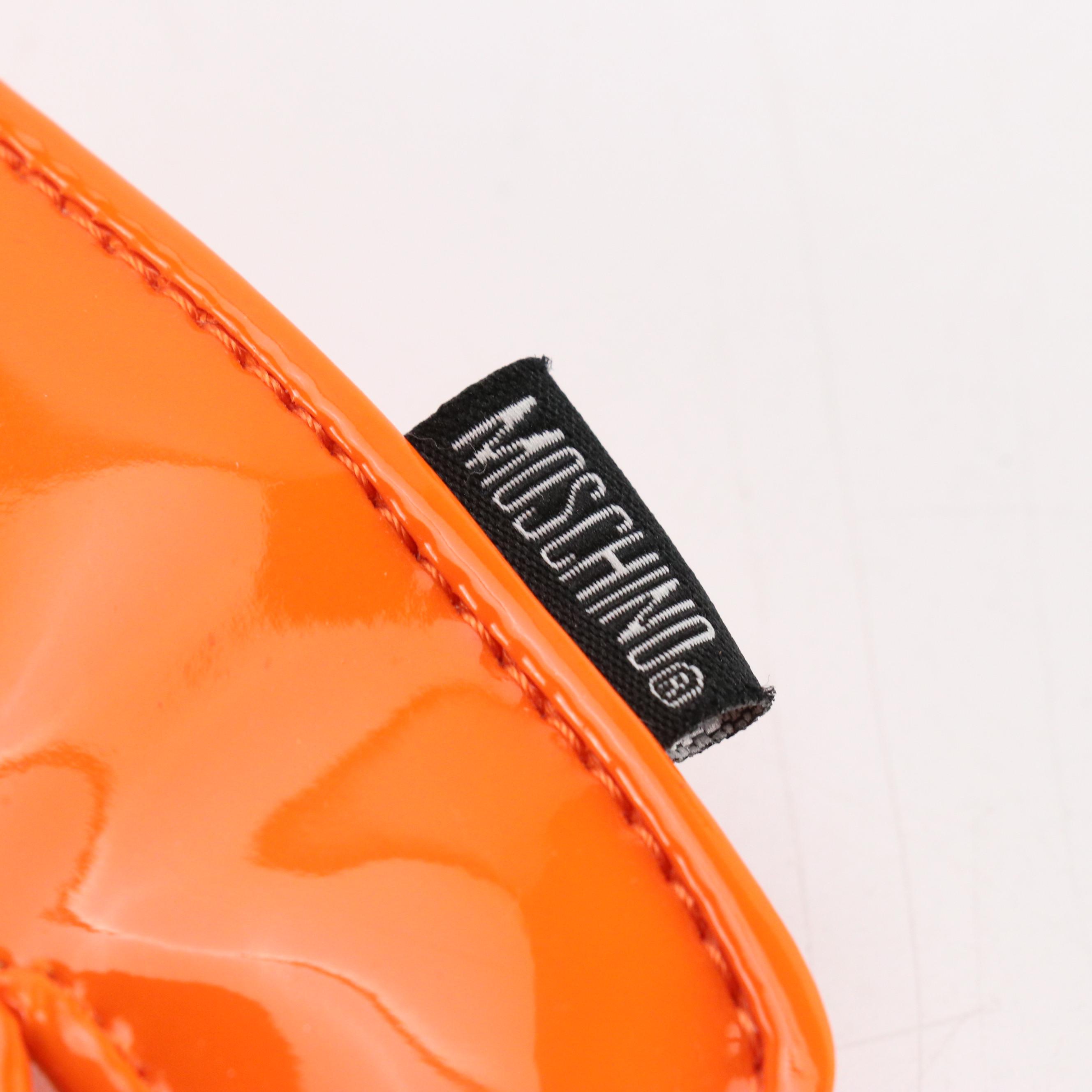 Moschino Jeans Dog Shape Zip Bag in Orange PVC