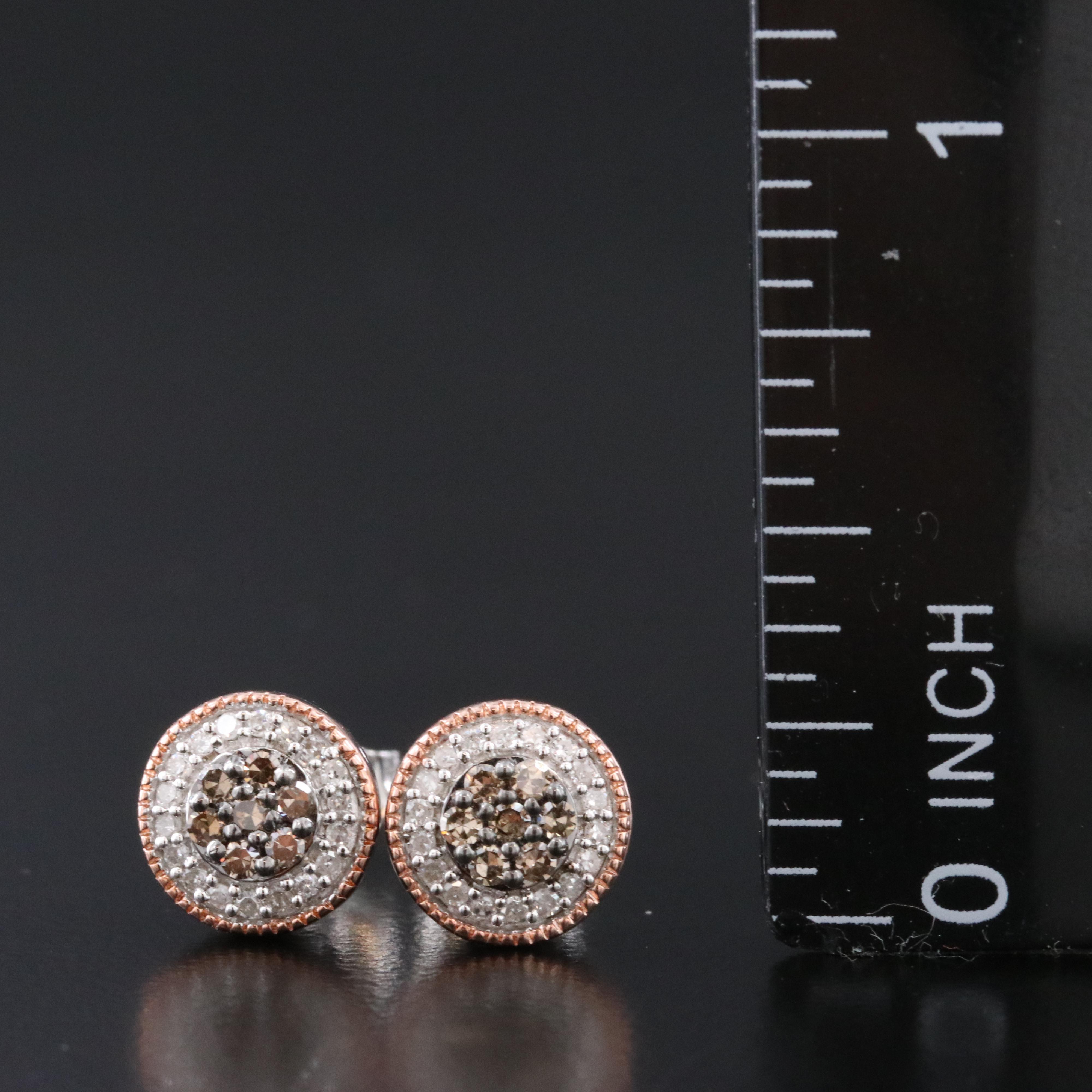 Sterling Diamond Earrings with Fancy Brown Diamonds