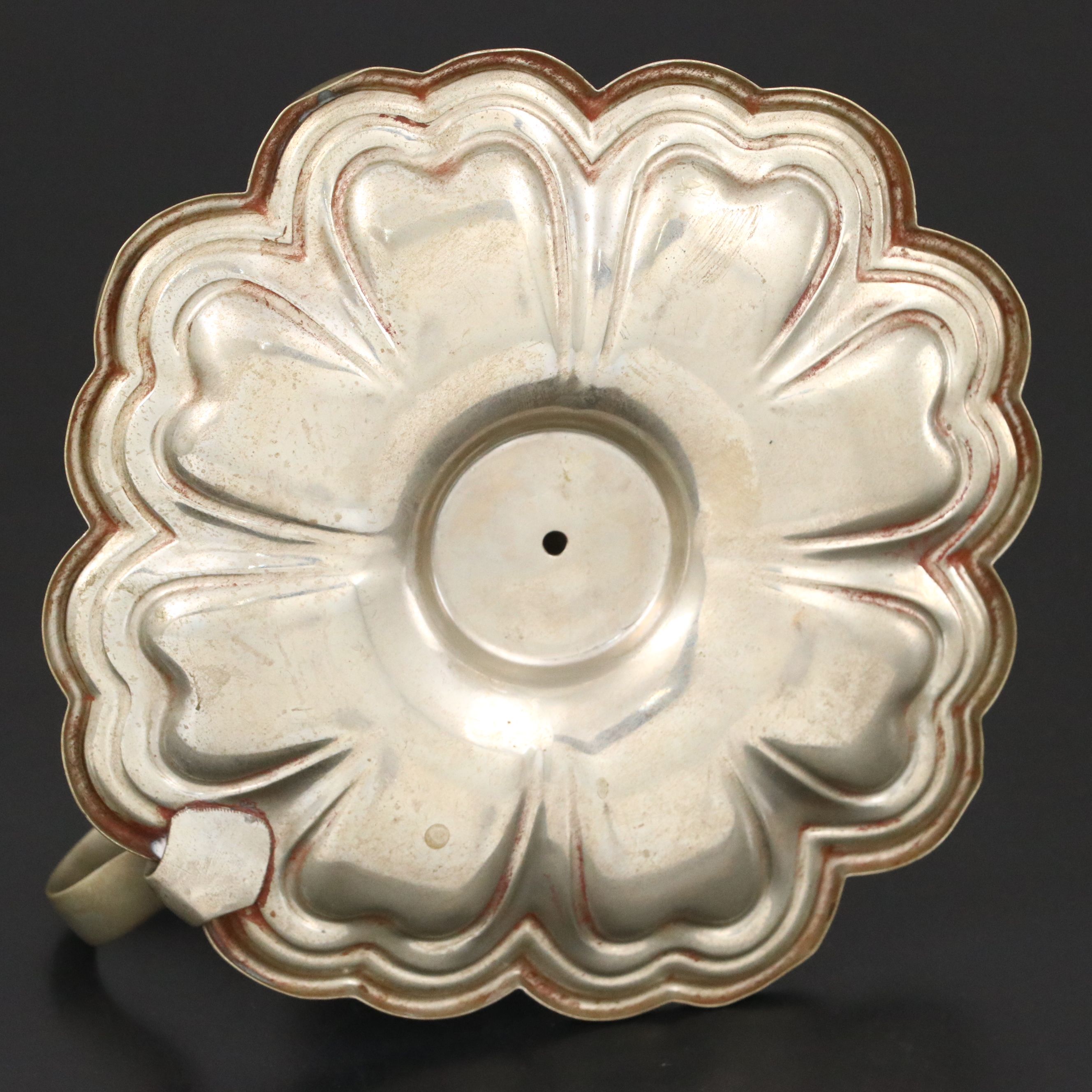 Louis XVI Style Metal Candlesticks with English Silver Plate Chamberstick