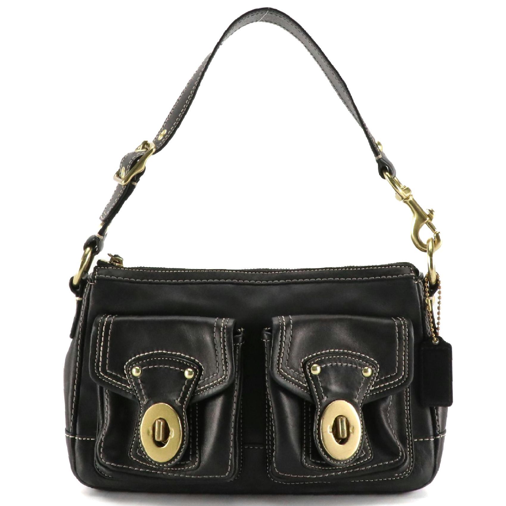 Coach Legacy Turn-Lock Shoulder Bag in Black Leather