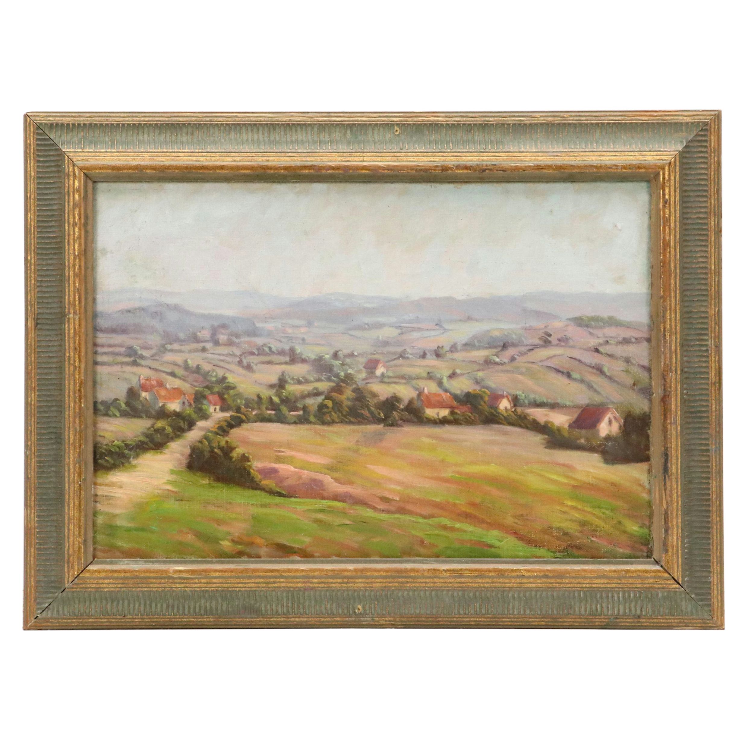 Attributed to Jeanne Reimbolte Oil Impressionistic Village, Early 20th Century