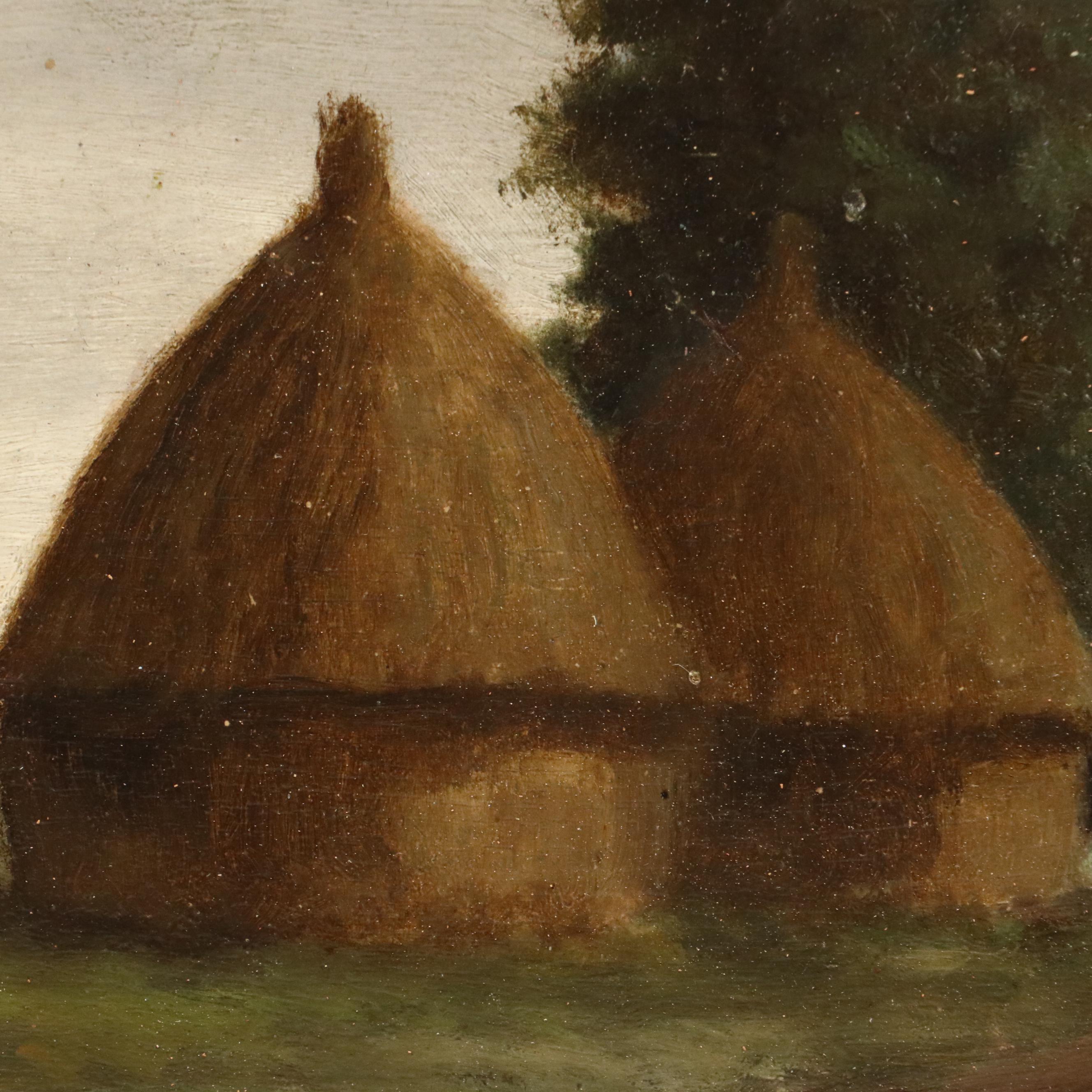 Dutch School Pastoral Landscape Oil Painting, Late 19th Century