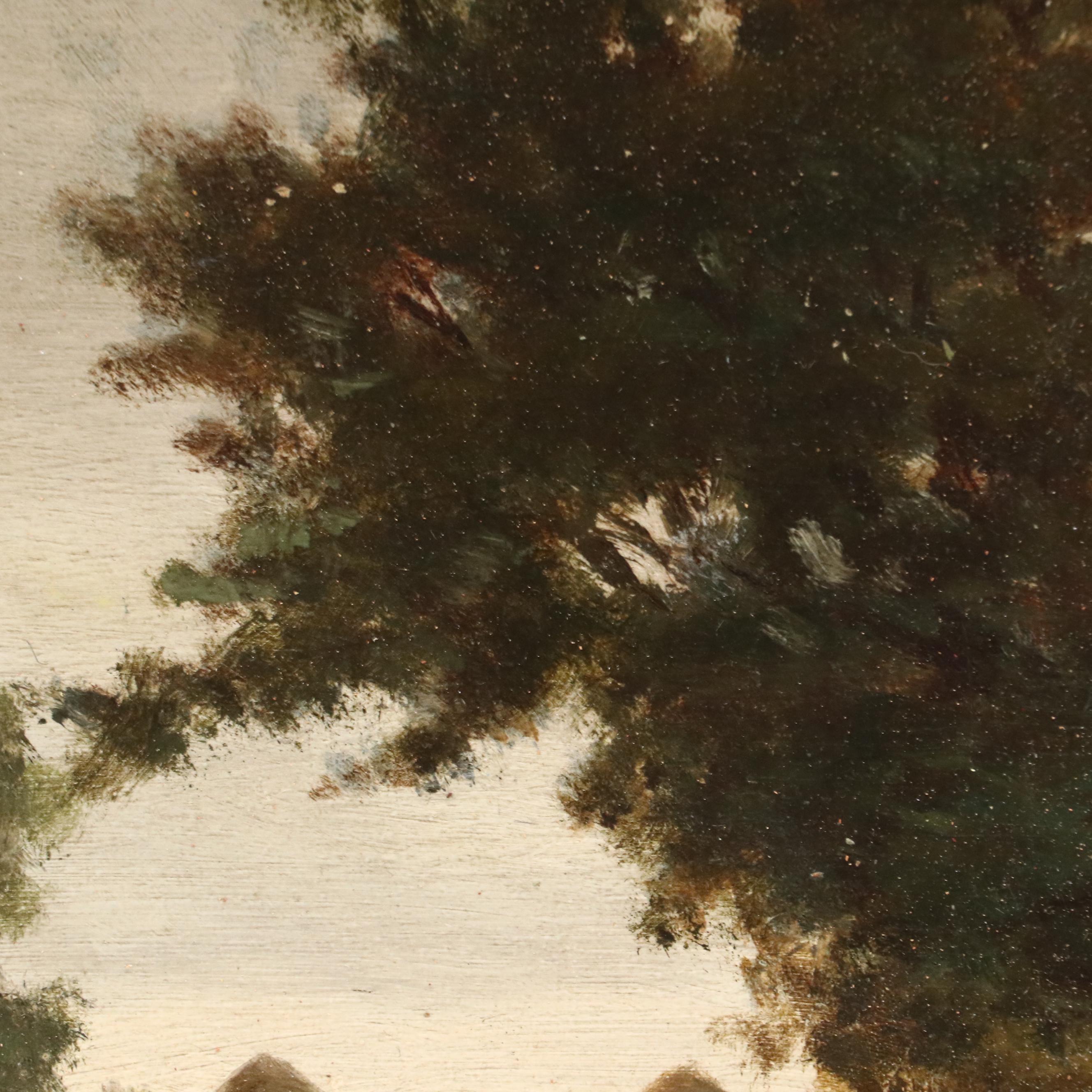 Dutch School Pastoral Landscape Oil Painting, Late 19th Century