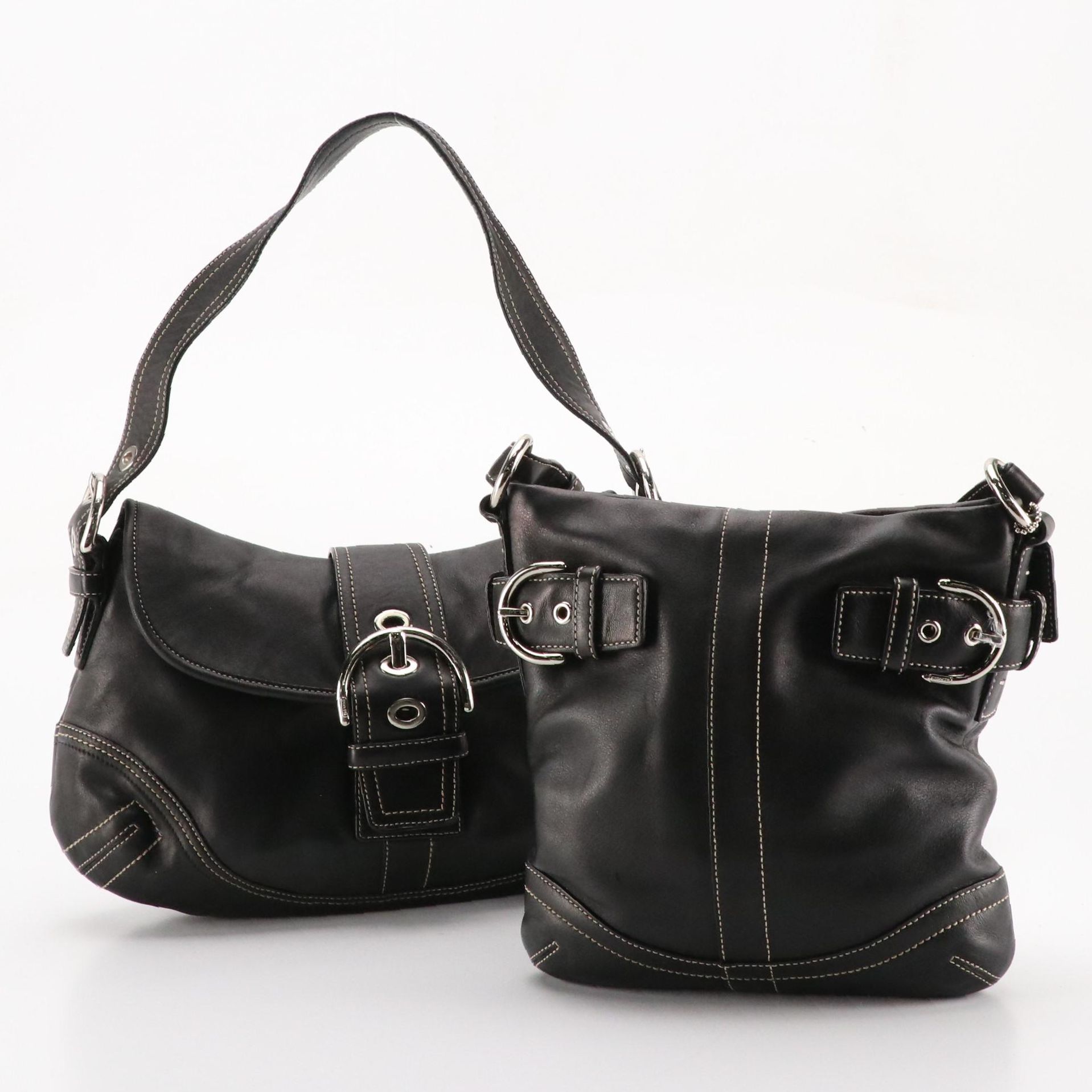 Coach Soho Slim and Buckle Flap Shoulder Bags in Black Leather