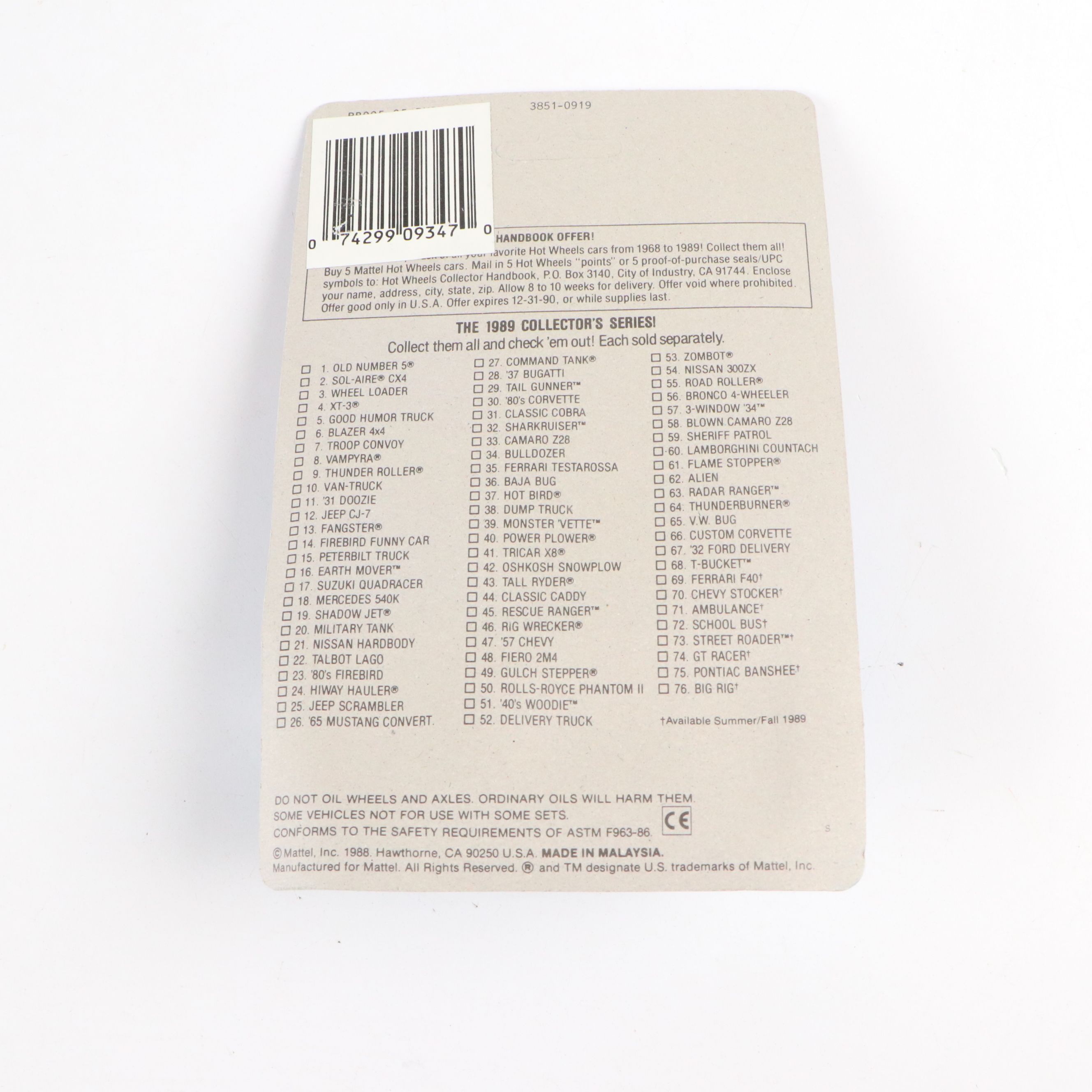 Hot Wheels "Tricar X8," "Corvette Stingray" and More Toy Cars, 1980s–1990s