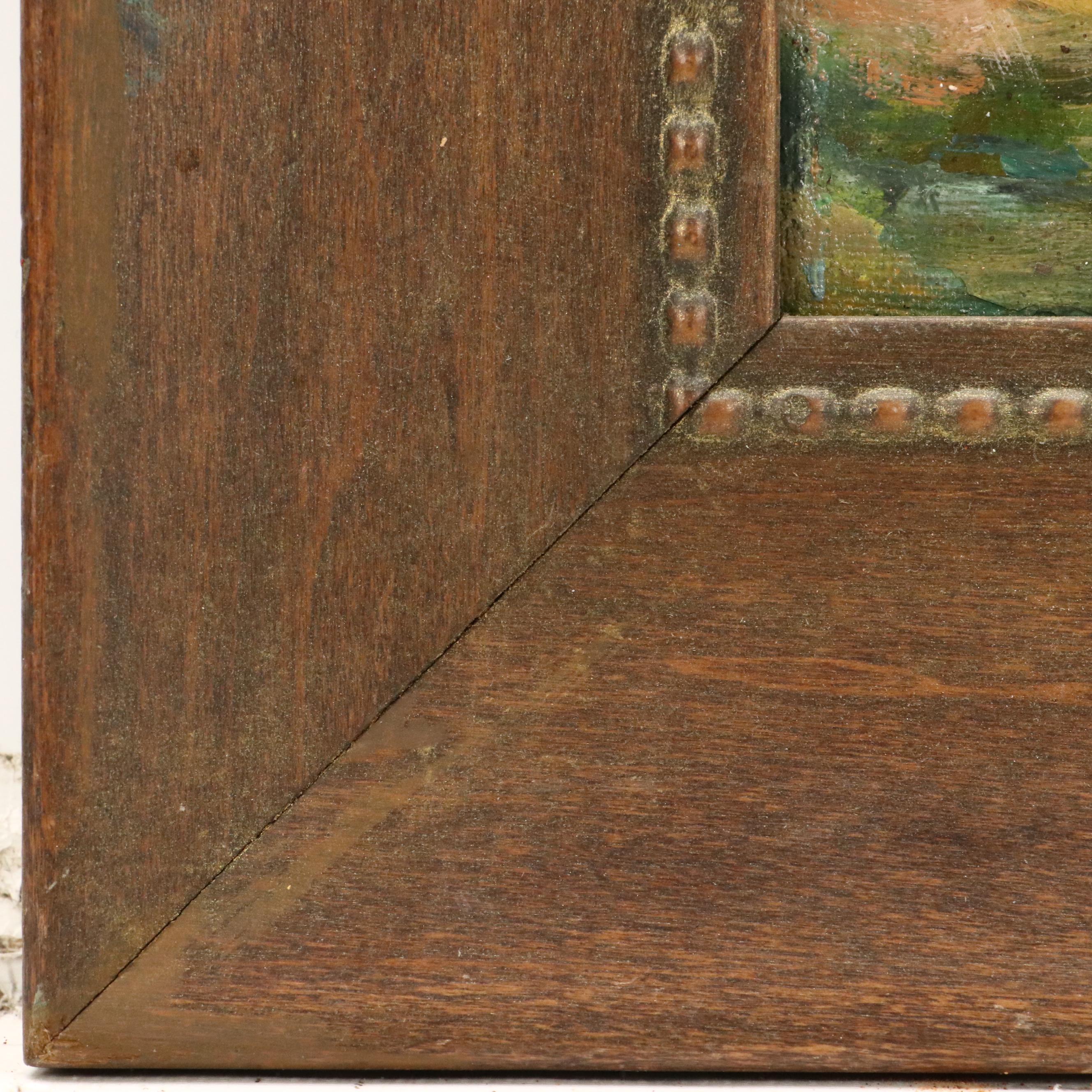 Oil Painting of Impressionistic Pastoral Farm, Early 20th Century