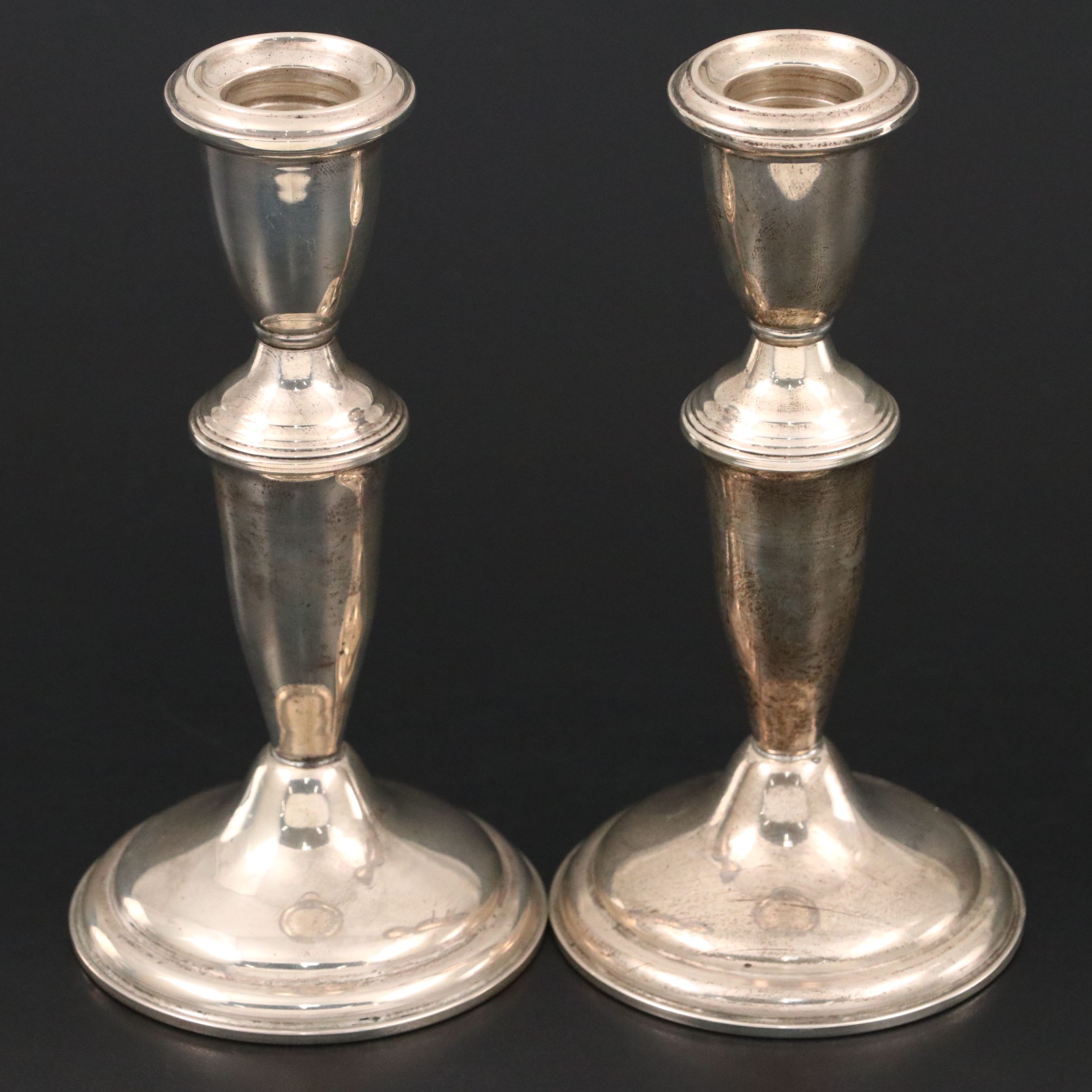 Gorham and Empire Sterling Silver Candlesticks with Empire Shakers