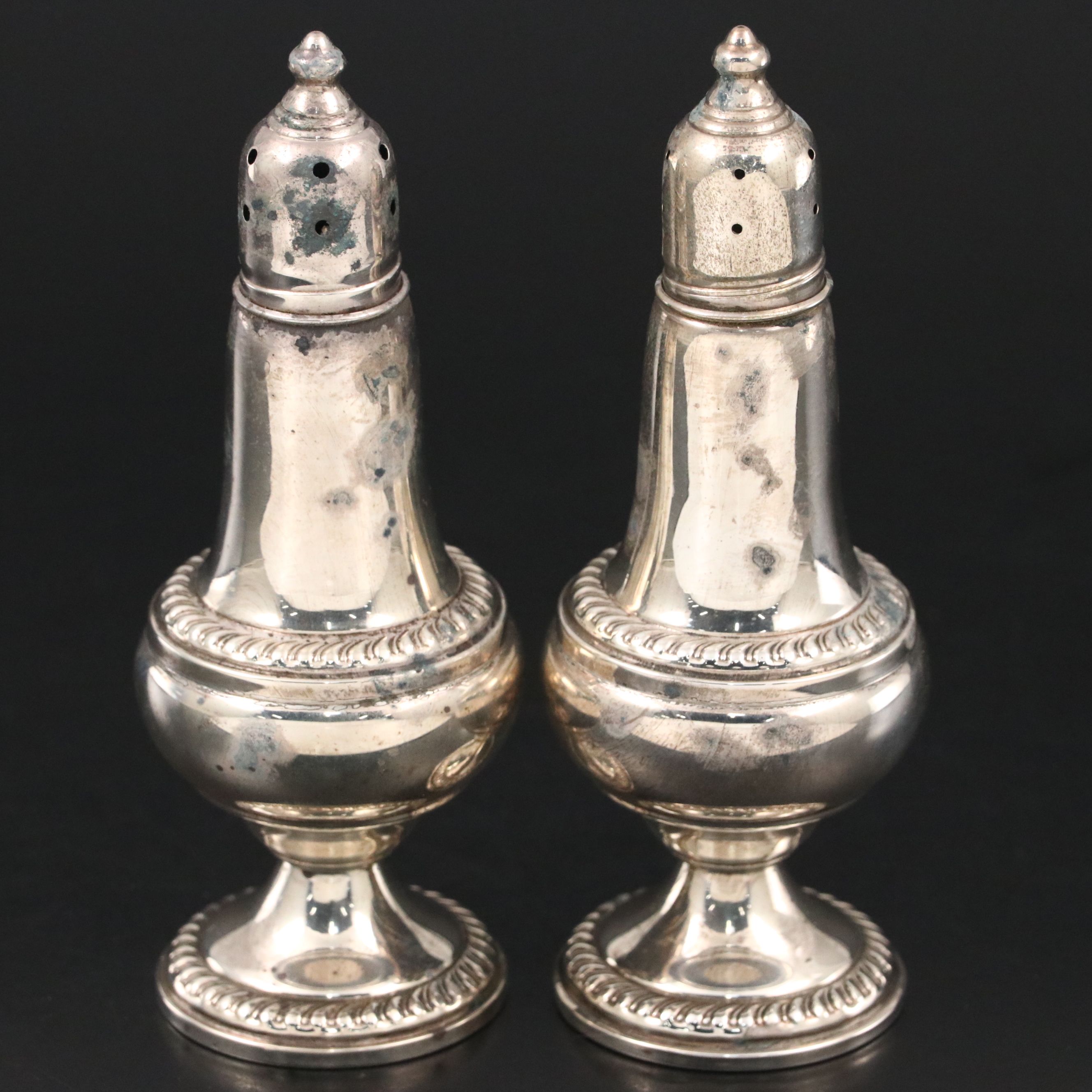Gorham and Empire Sterling Silver Candlesticks with Empire Shakers
