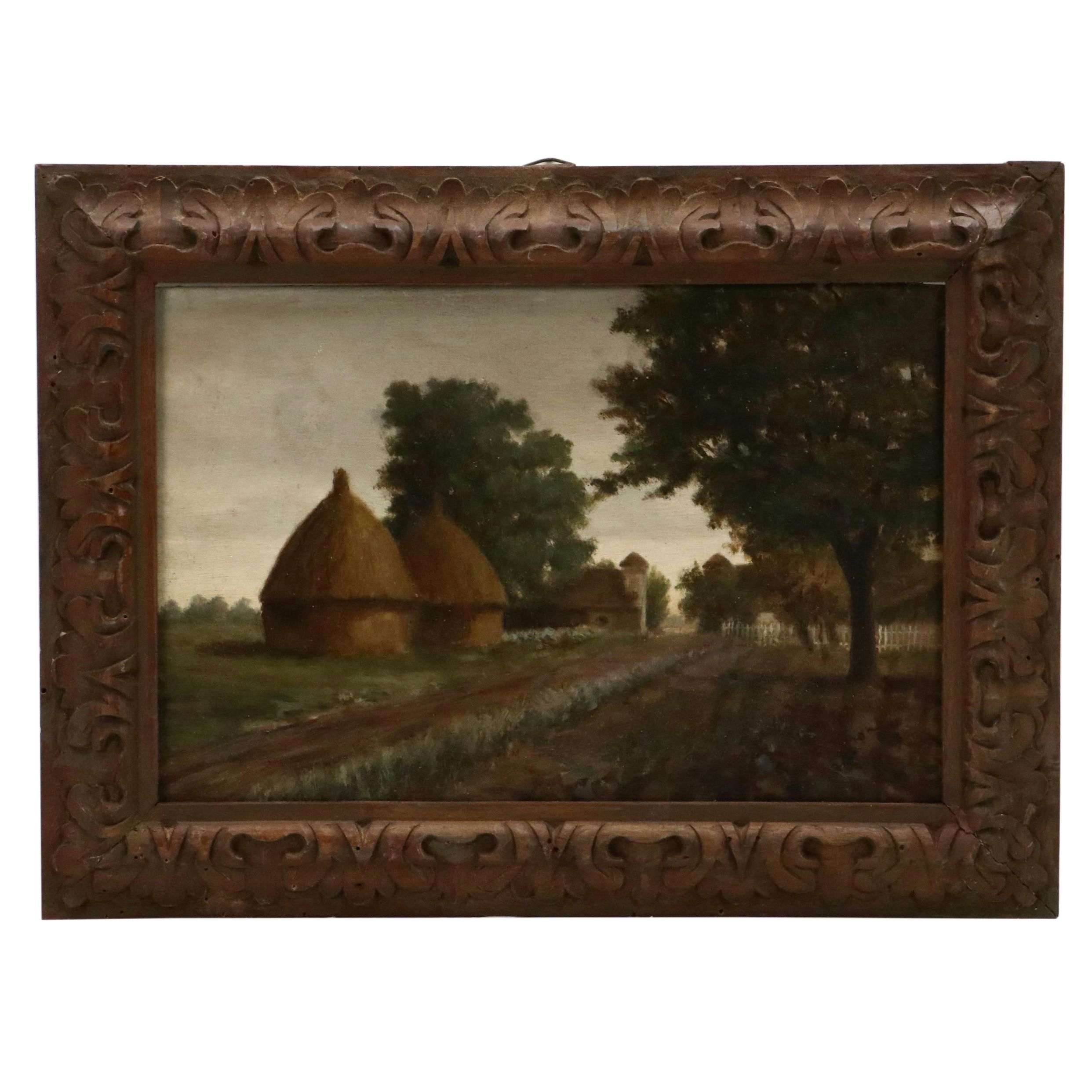 Dutch School Pastoral Landscape Oil Painting, Late 19th Century