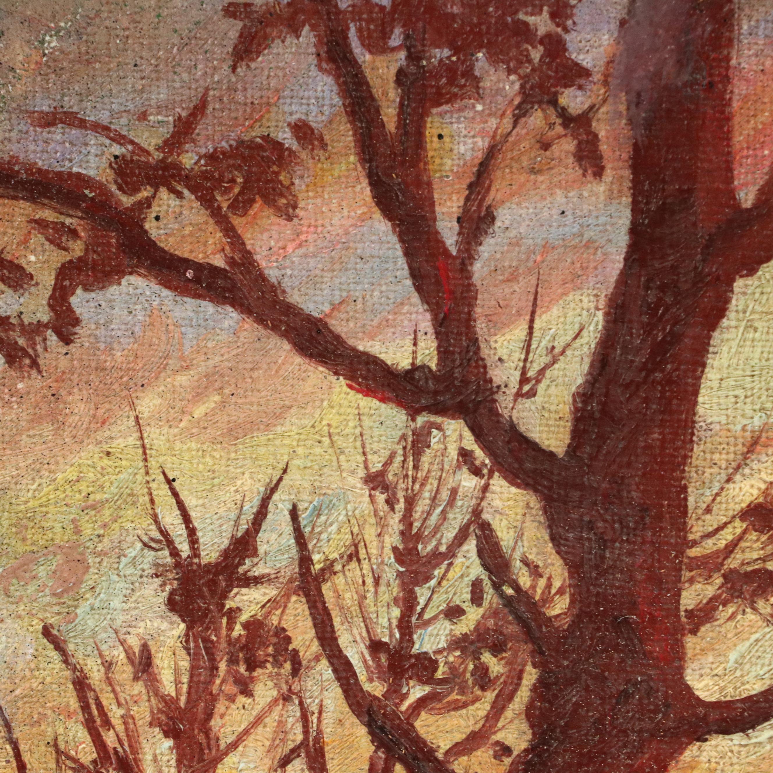 Jeanne Reimbolte Impressionistic Oil Painting of Landscape at Sunset