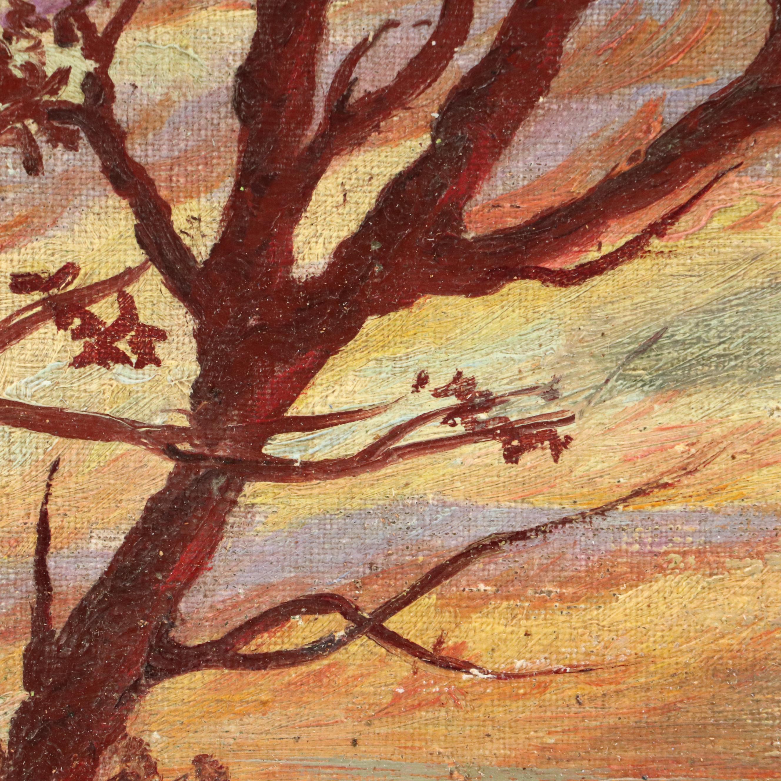 Jeanne Reimbolte Impressionistic Oil Painting of Landscape at Sunset