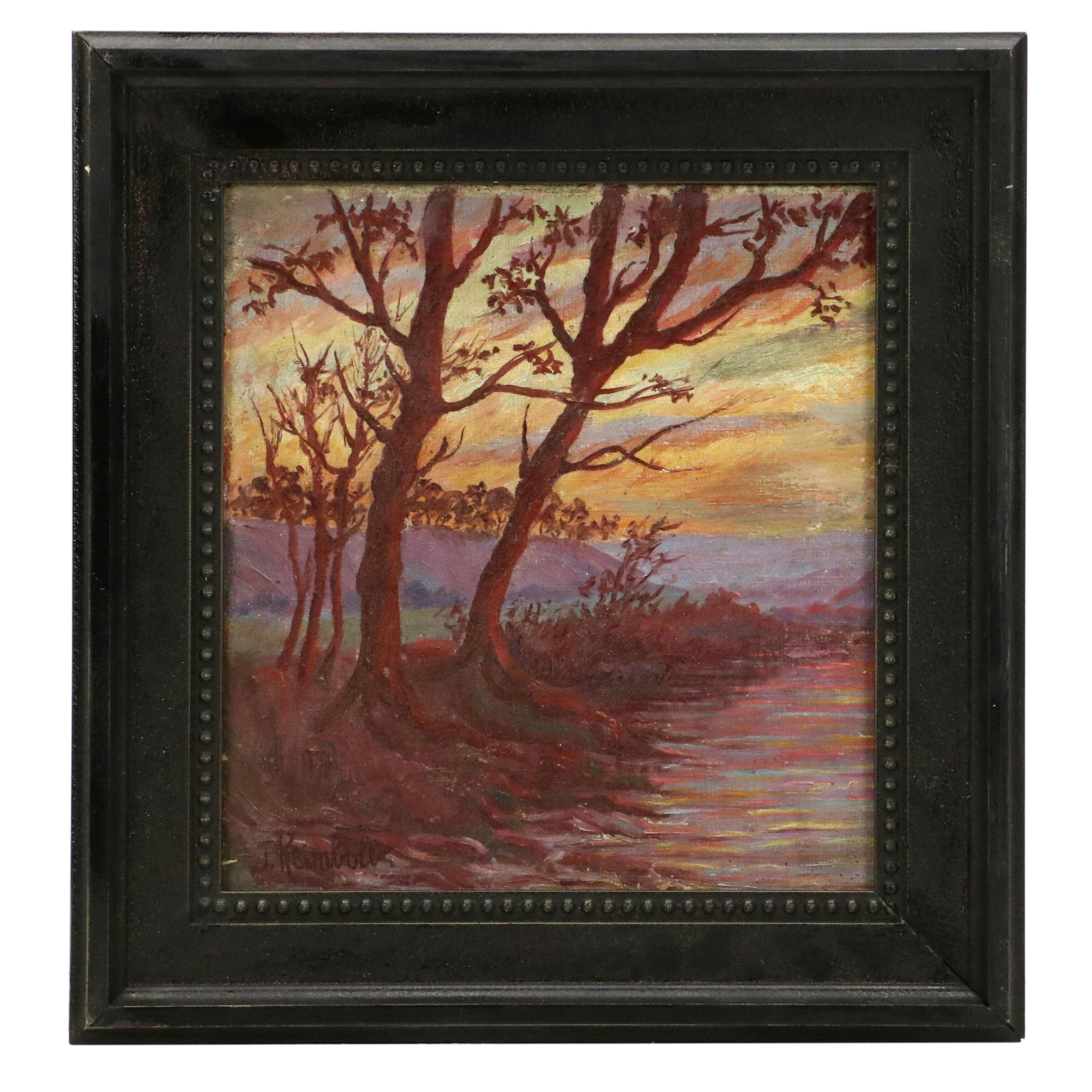 Jeanne Reimbolte Impressionistic Oil Painting of Landscape at Sunset