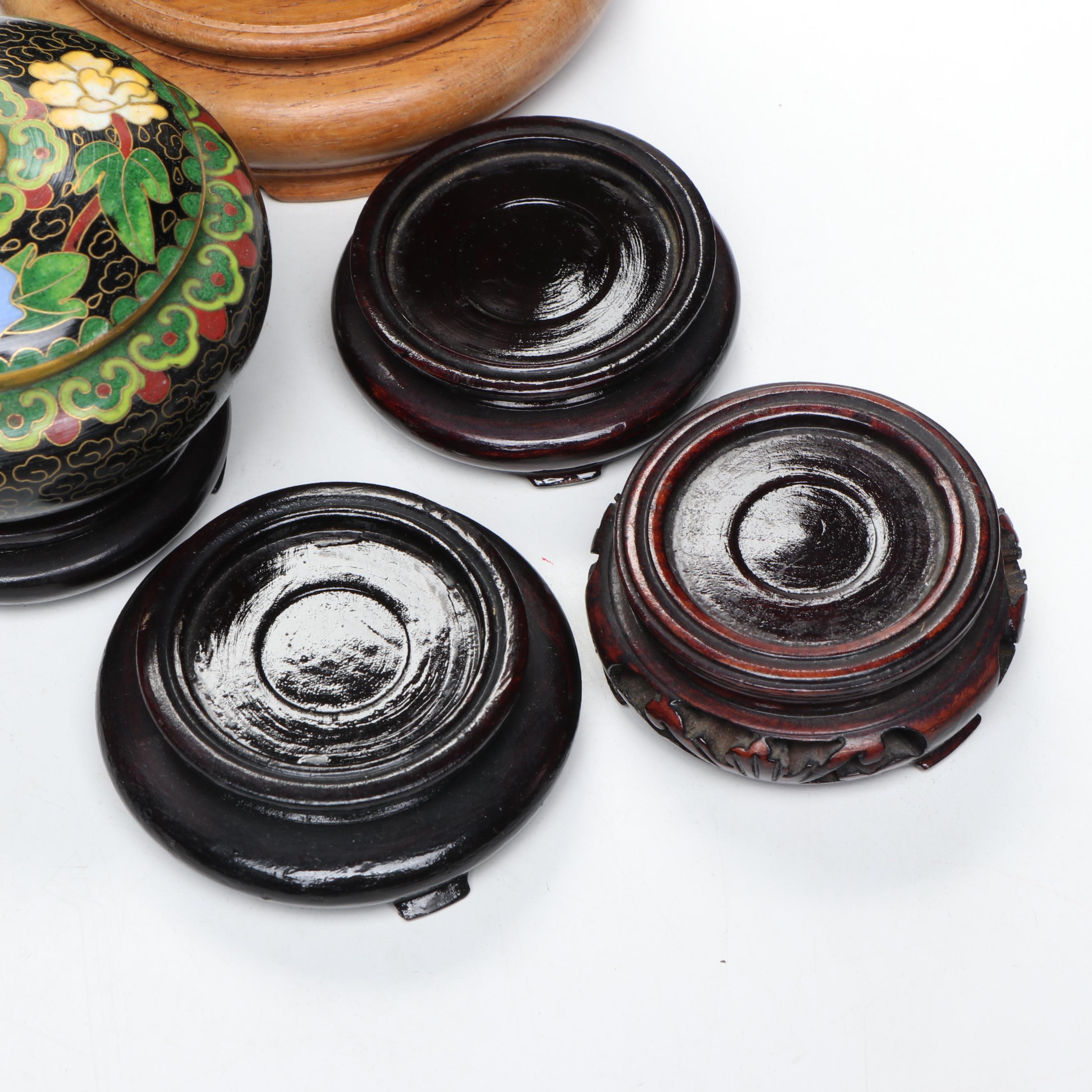 Chinese Cloisonné Enamel Vases, Covered Bowl, Ashtray and Figurine