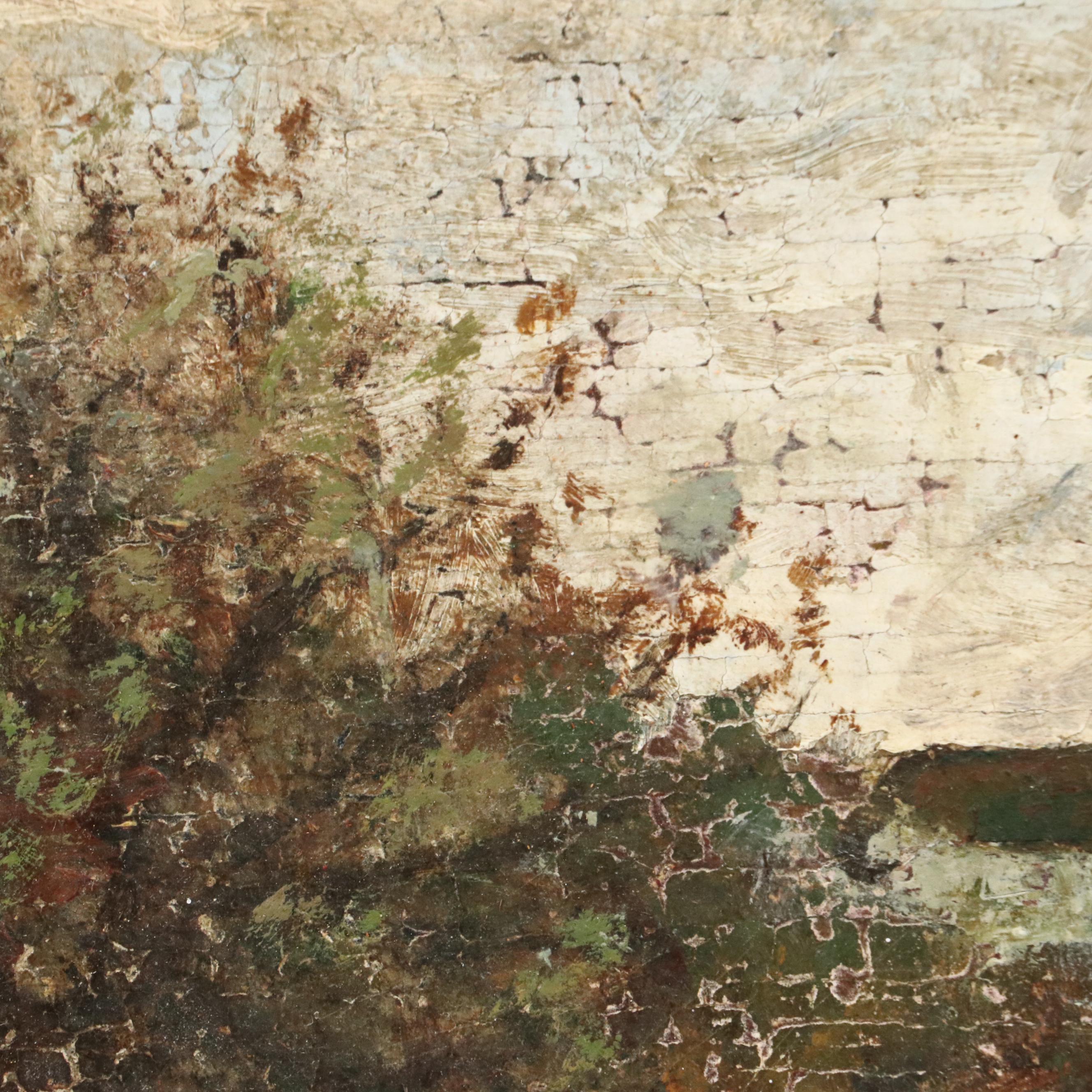 Impressionistic Pastoral Village Oil Painting, Early 20th Century