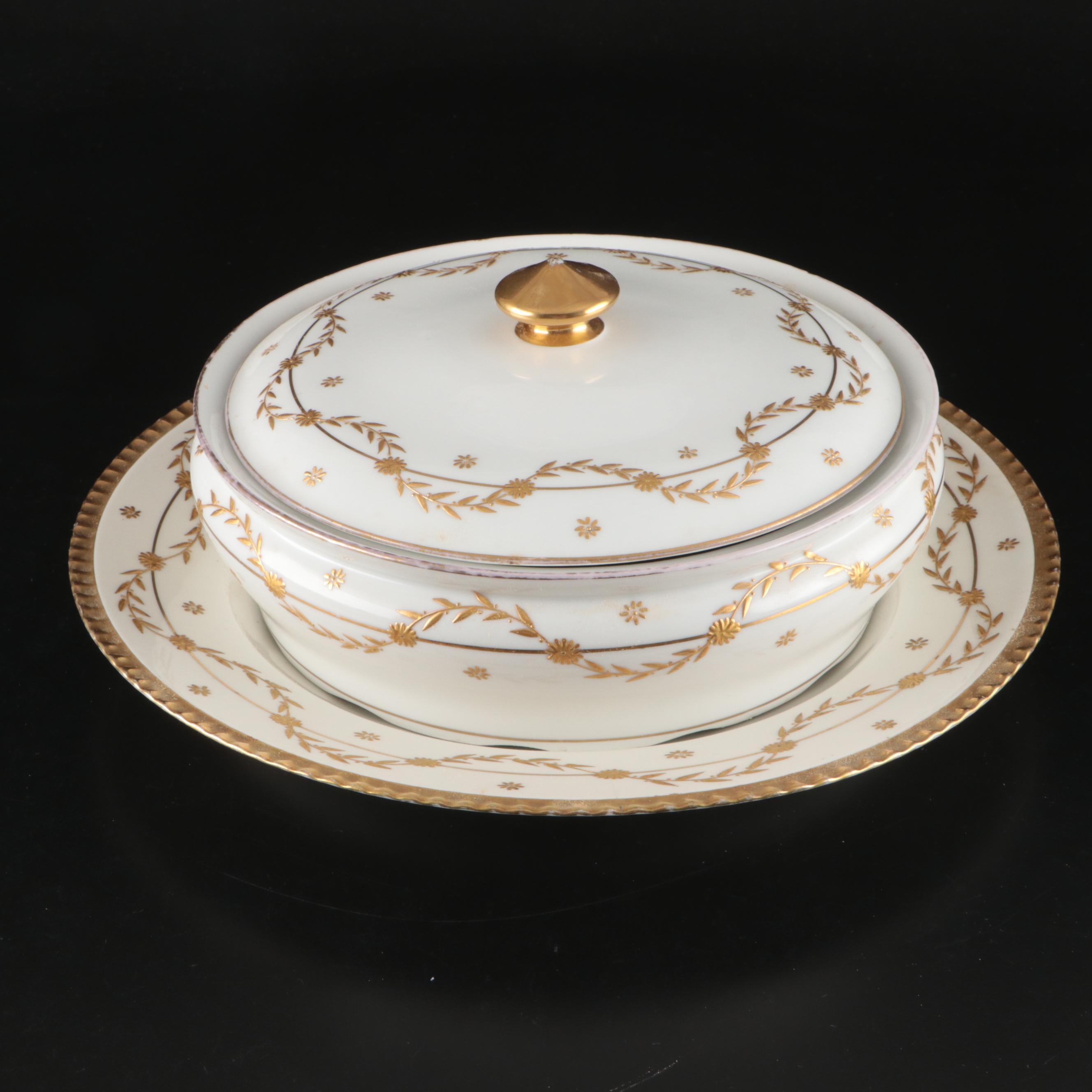 Blakeman & Henderson Gilt Porcelain Tureen with Wałbrzych and Other Dinnerware