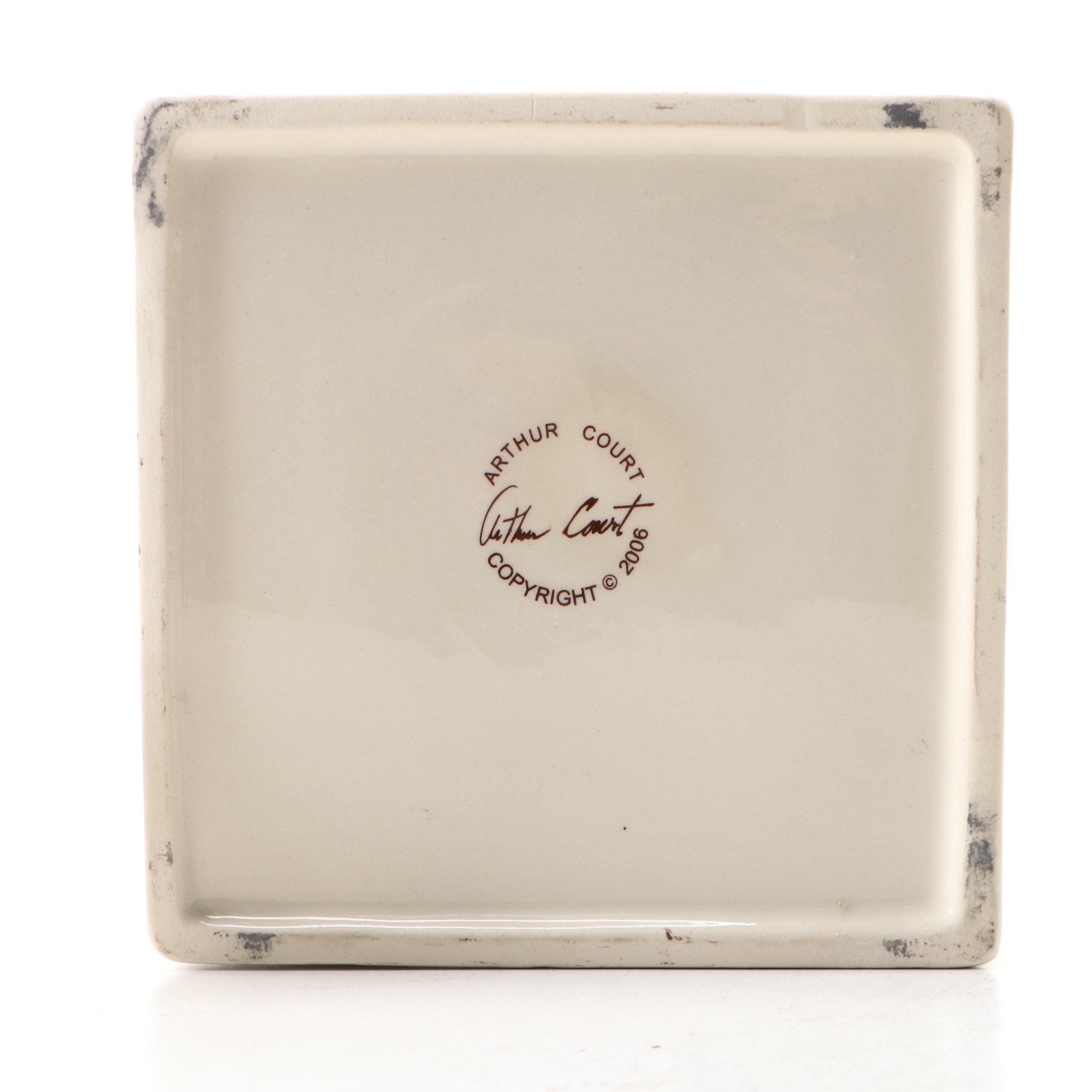 Arthur Court "Good Dog" Ceramic Treat Jar with Bone Finial