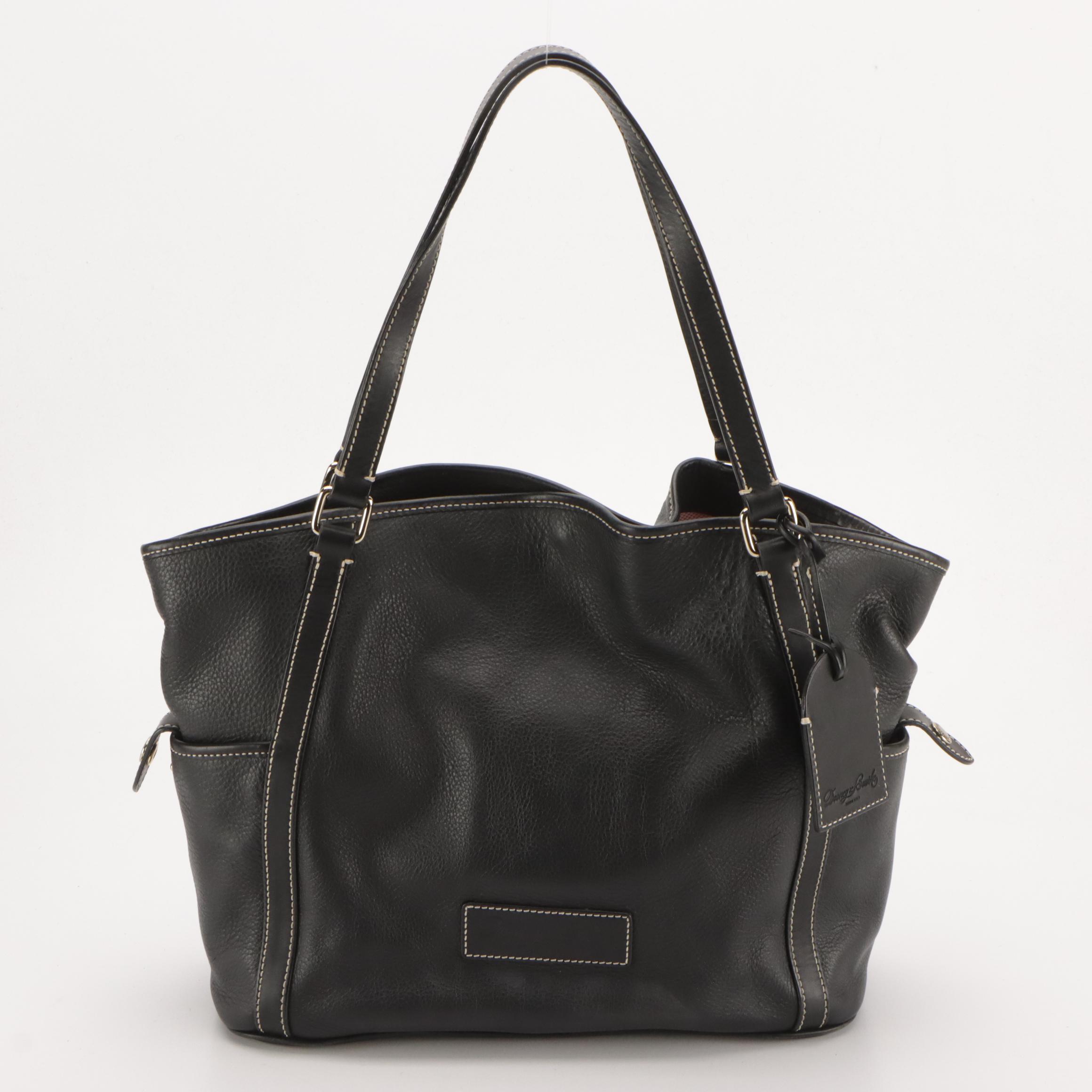 Dooney & Bourke Black Leather Shoulder Satchel and Fossil Saddle Flap Crossbody