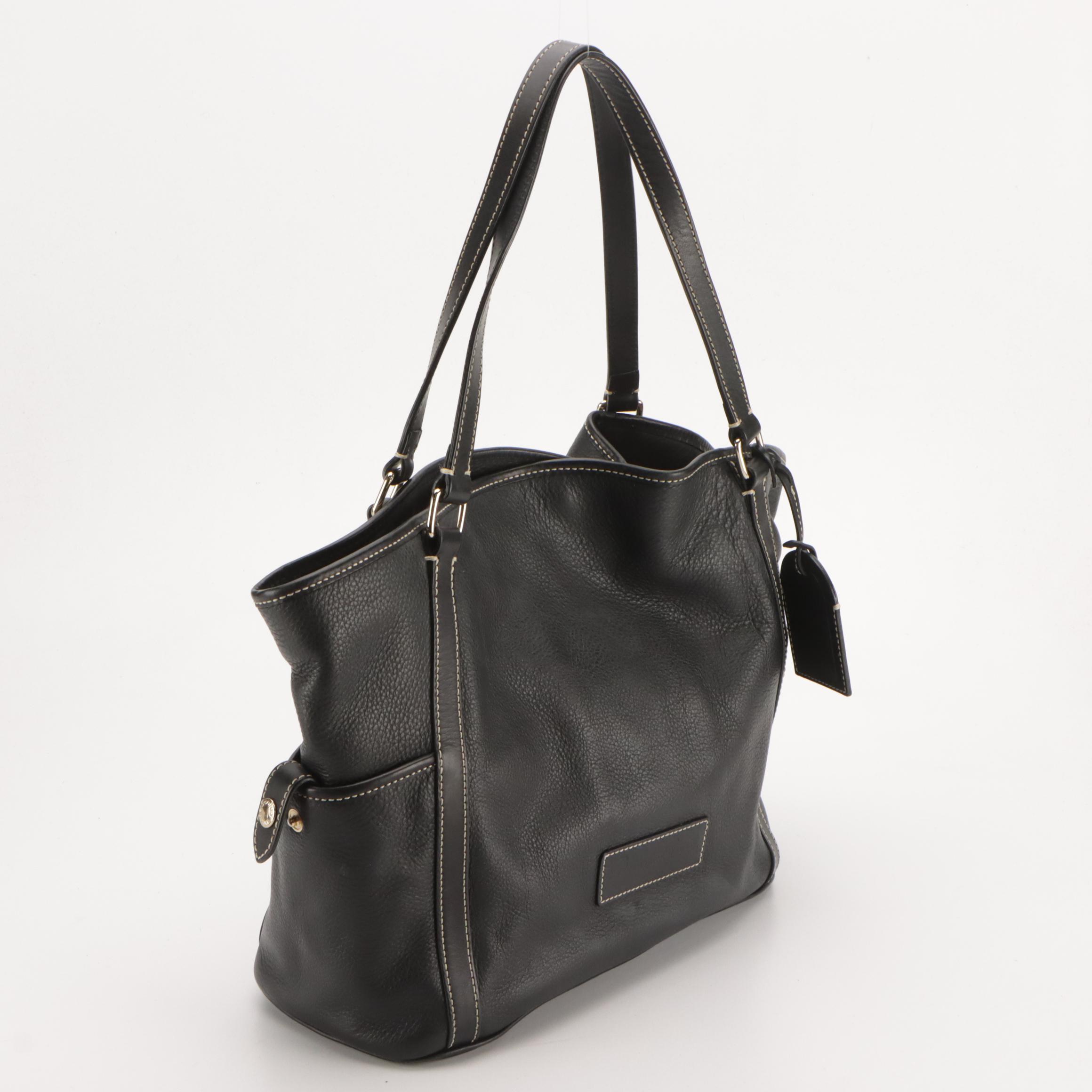 Dooney & Bourke Black Leather Shoulder Satchel and Fossil Saddle Flap Crossbody