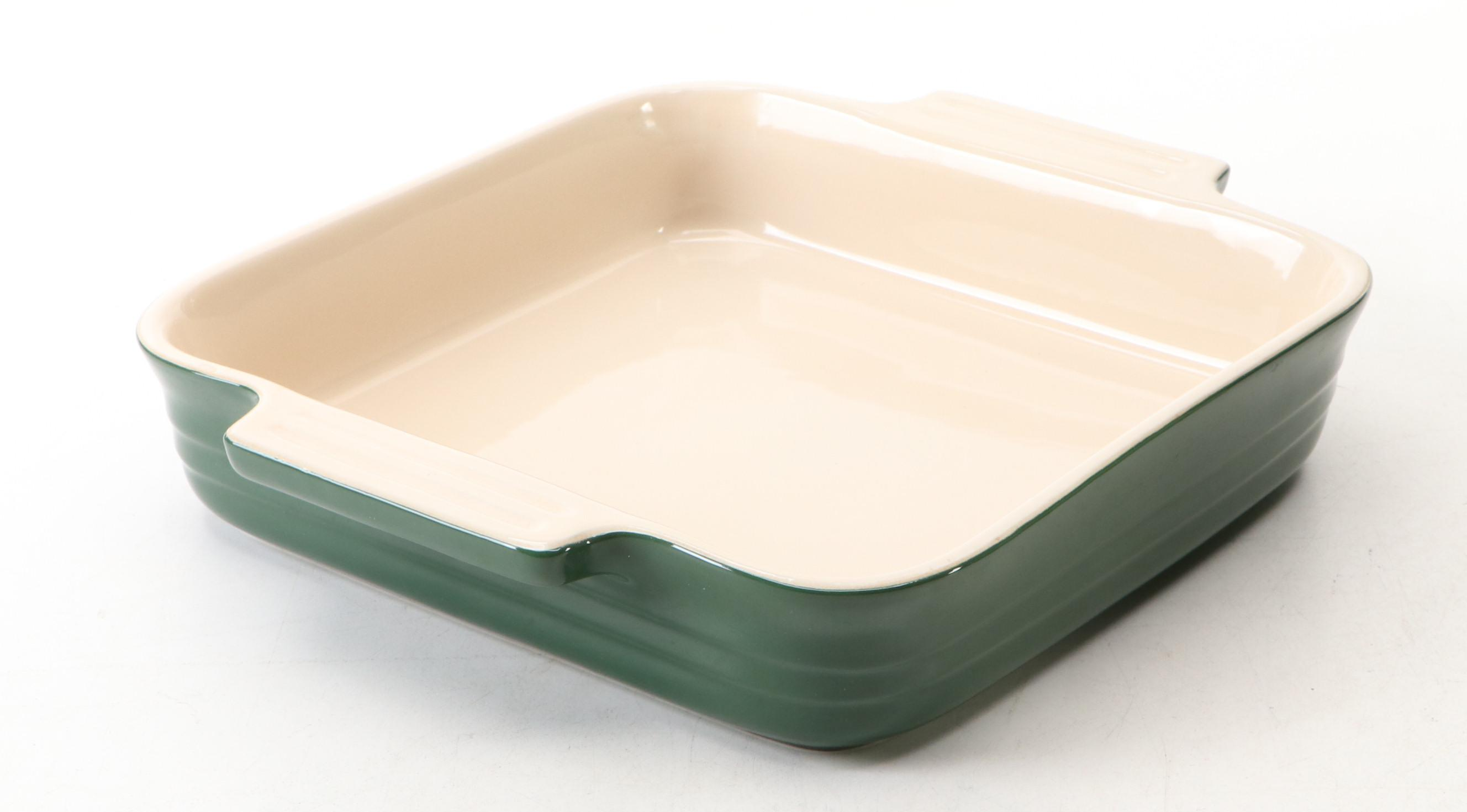 Le Creuset Green Stoneware Casserole Dish with Utensil Crocks and Cookware