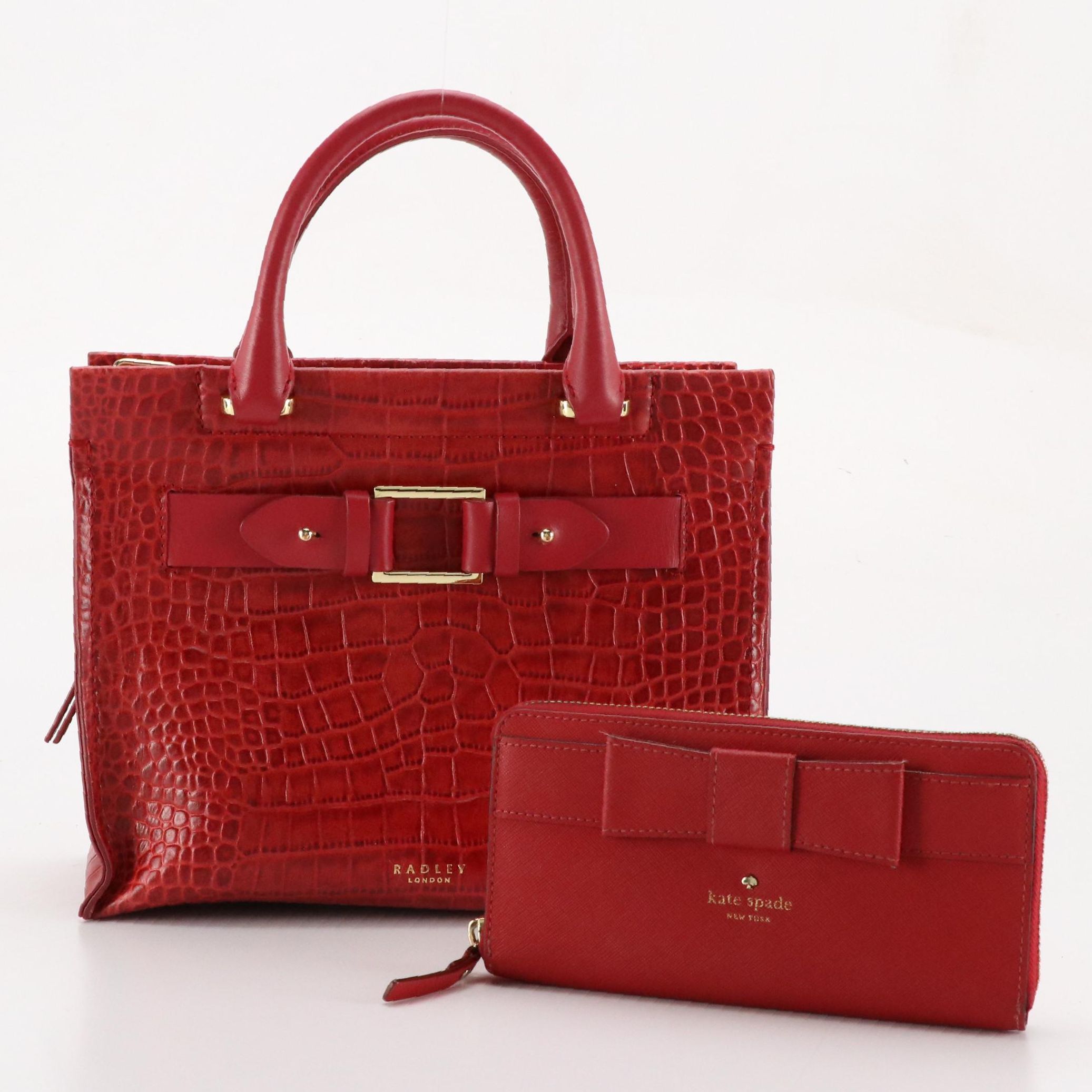 Radley London Agnes Street Bag in Croc Embossed Leather, Kate Spade Zip Wallet