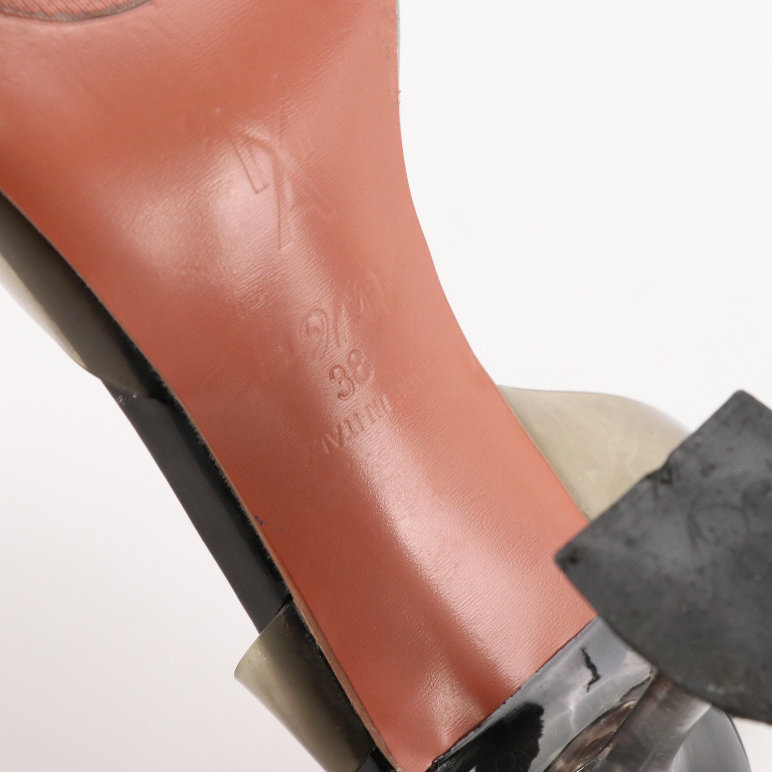 Amina Muaddi Transparent PVC Slingback Pumps with Crystal Embellished Bow