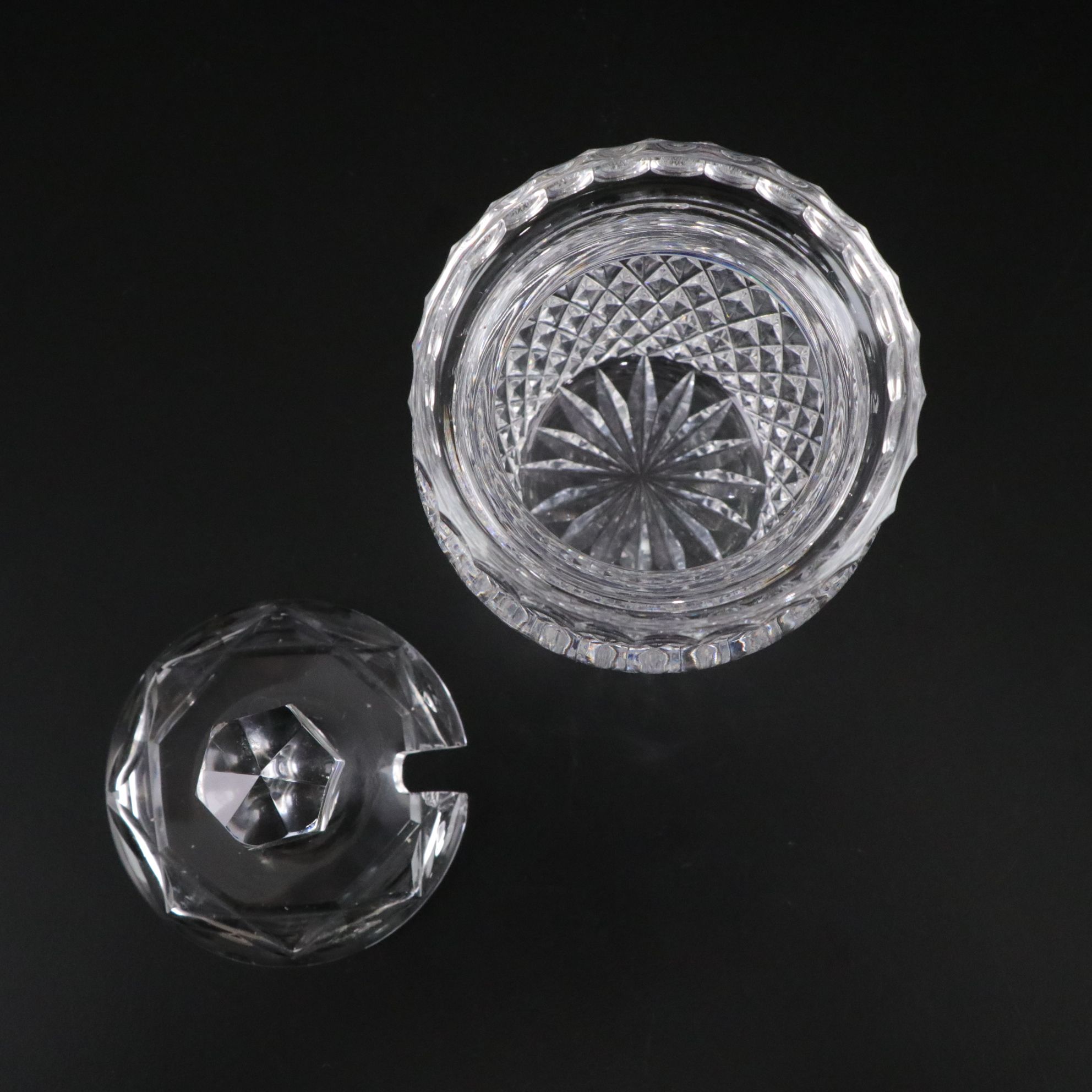 Cut Crystal Butter Dish, Jelly Jar, Creamer and Sugar