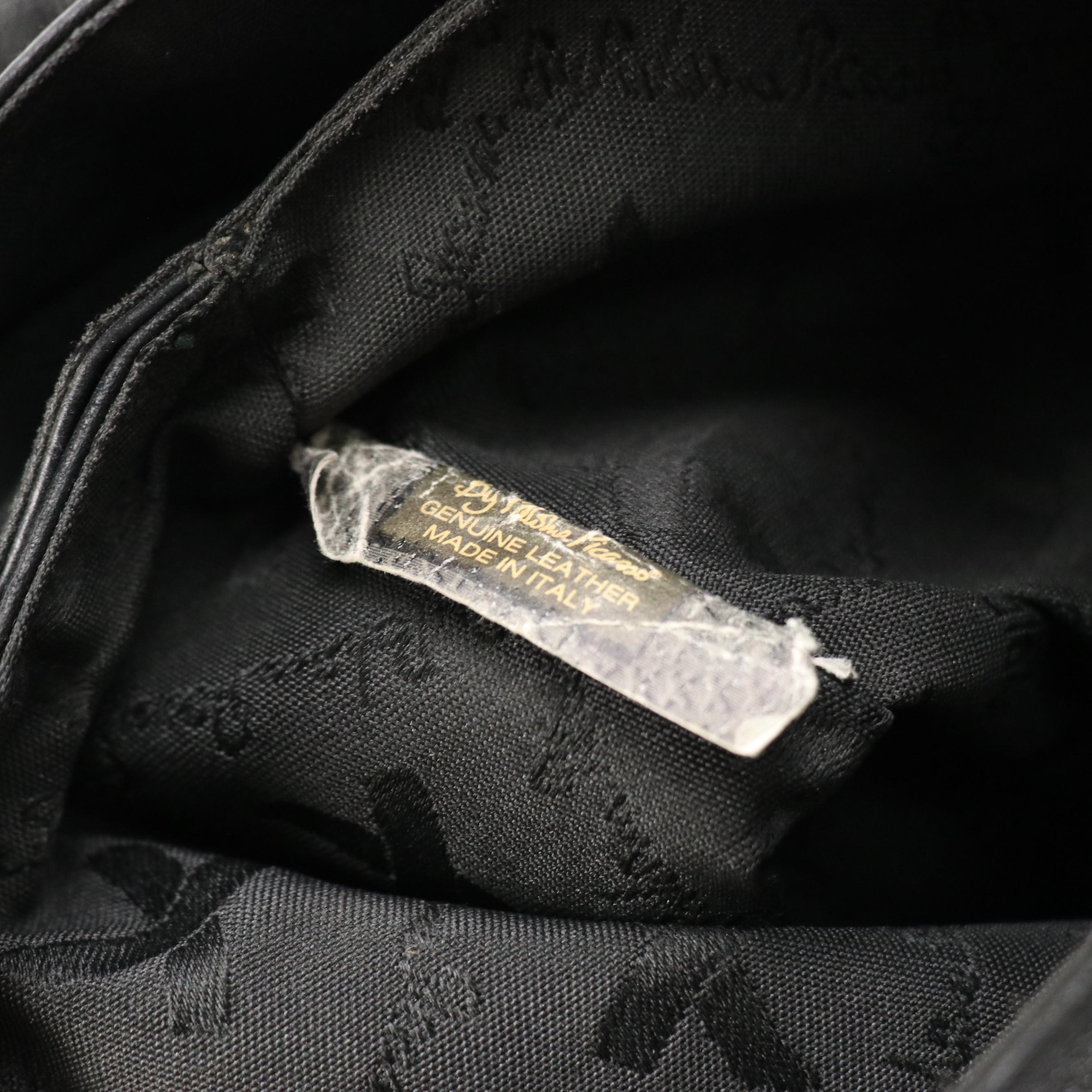 Paloma Picasso Black Leather Front-Flap Shoulder Bag