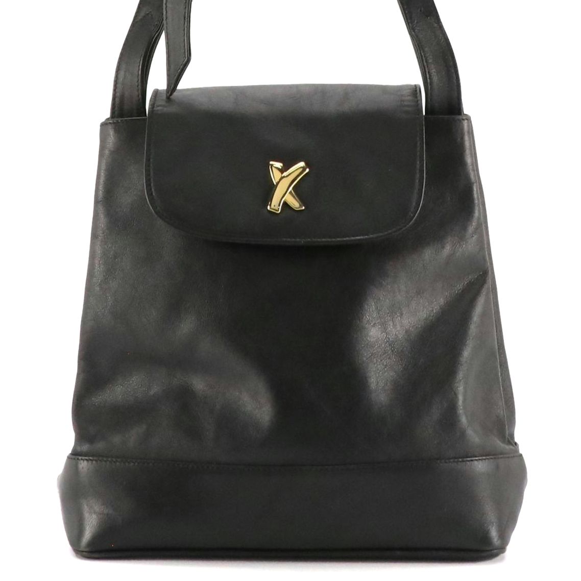 Paloma Picasso Black Leather Front-Flap Shoulder Bag