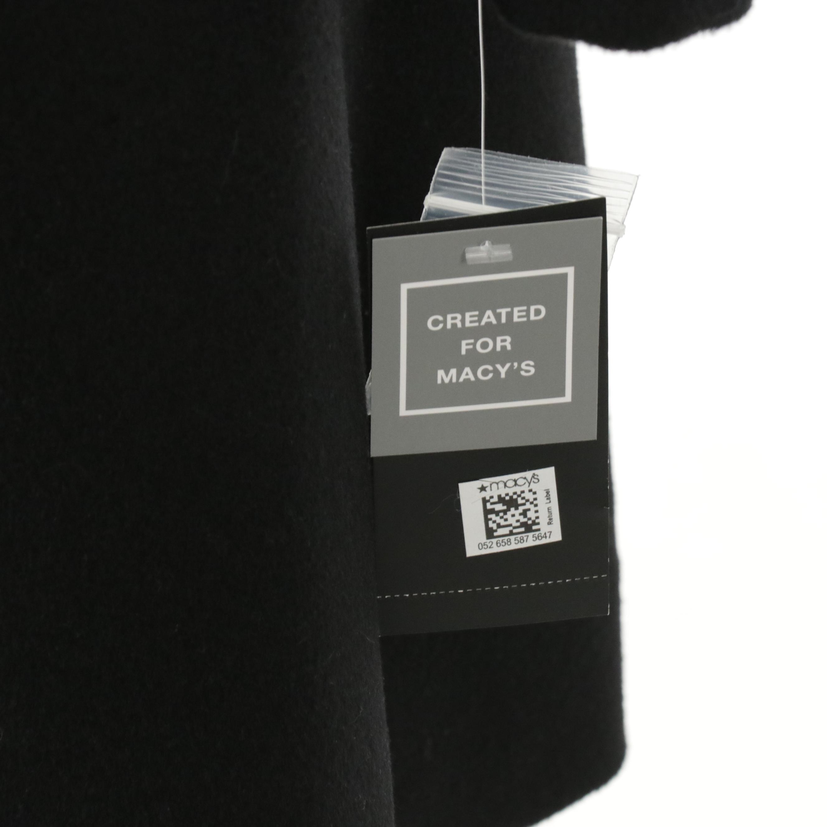 Lauren Ralph Lauren Black Wool Fit and Flare Coat with Faux Fur Collar