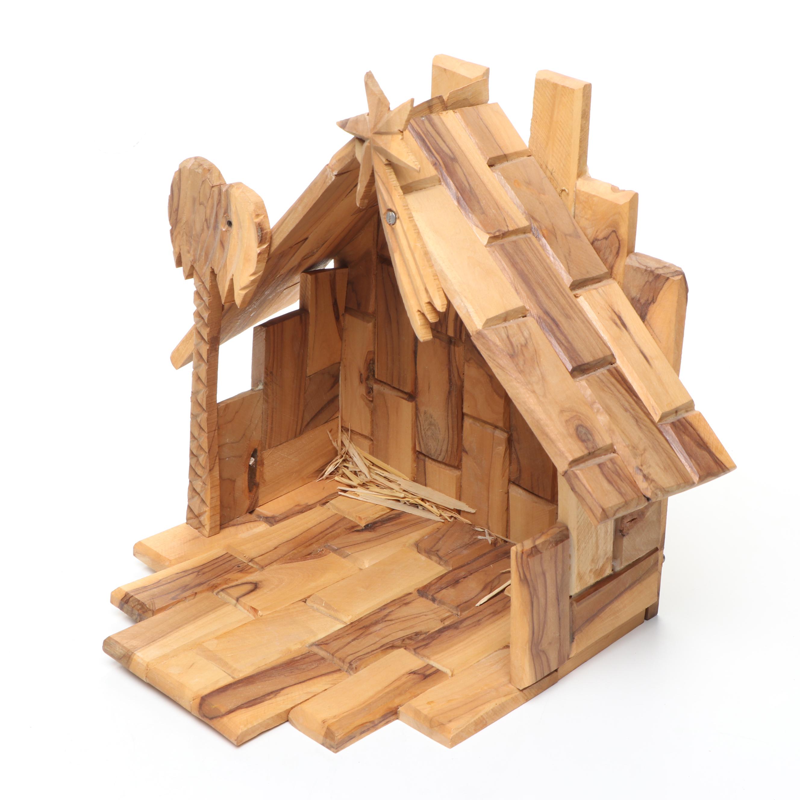 Fontanini Baby Jesus and Carved Olive Wood Nativity Scene