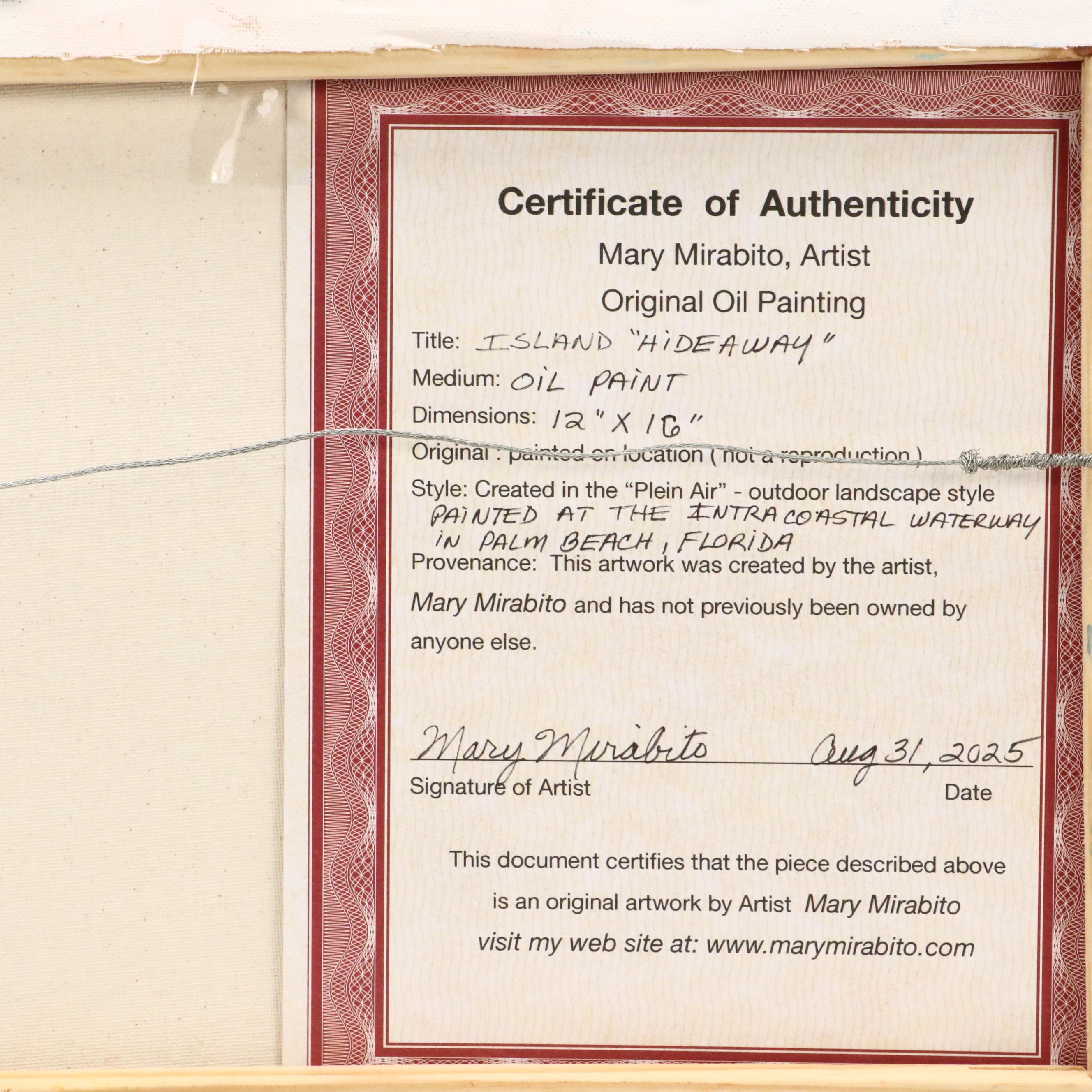 Mary Mirabito Oil Painting "Island 'Hideaway'," 2025