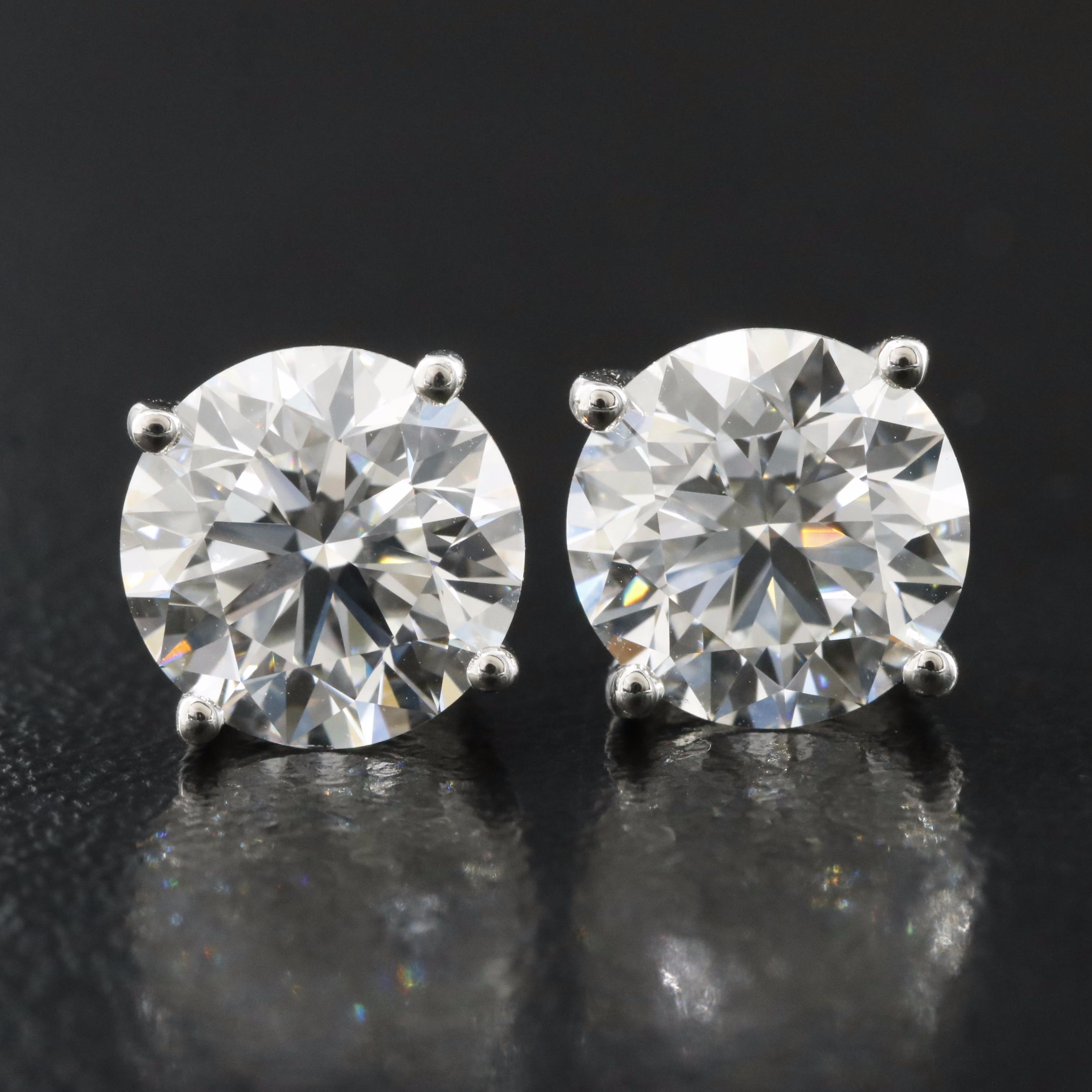 Platinum 3.41 CTW Lab Grown Diamond Stud Earrings with IGI Reports