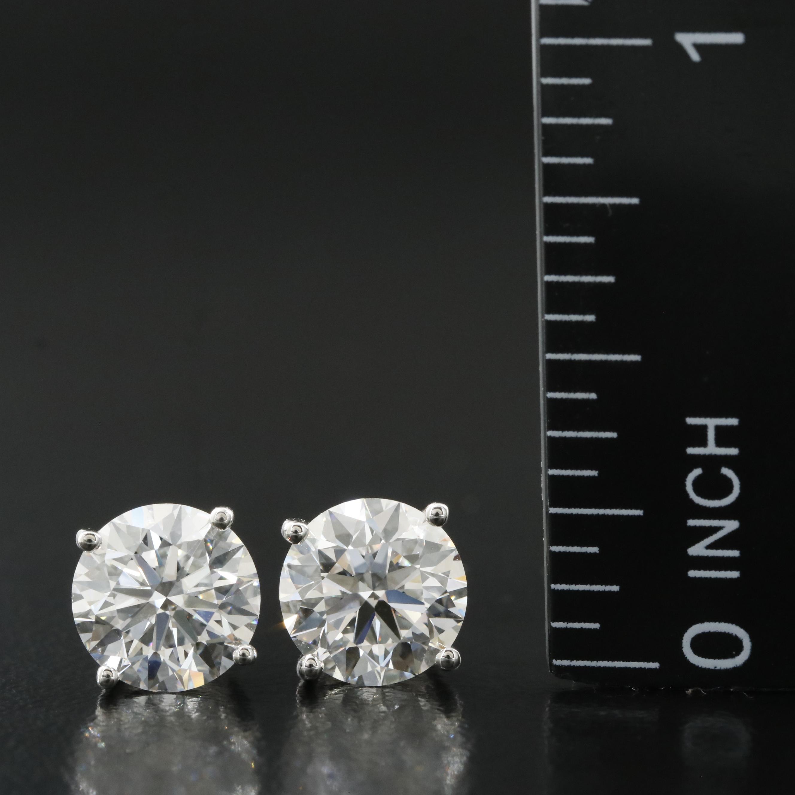 Platinum 3.41 CTW Lab Grown Diamond Stud Earrings with IGI Reports