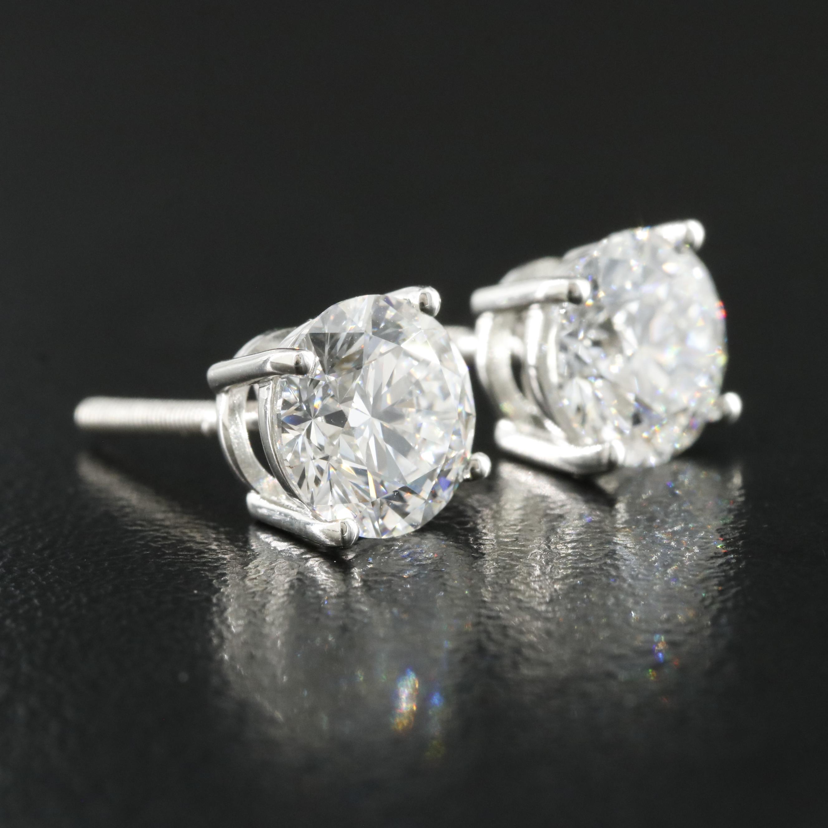 Platinum 3.41 CTW Lab Grown Diamond Stud Earrings with IGI Reports