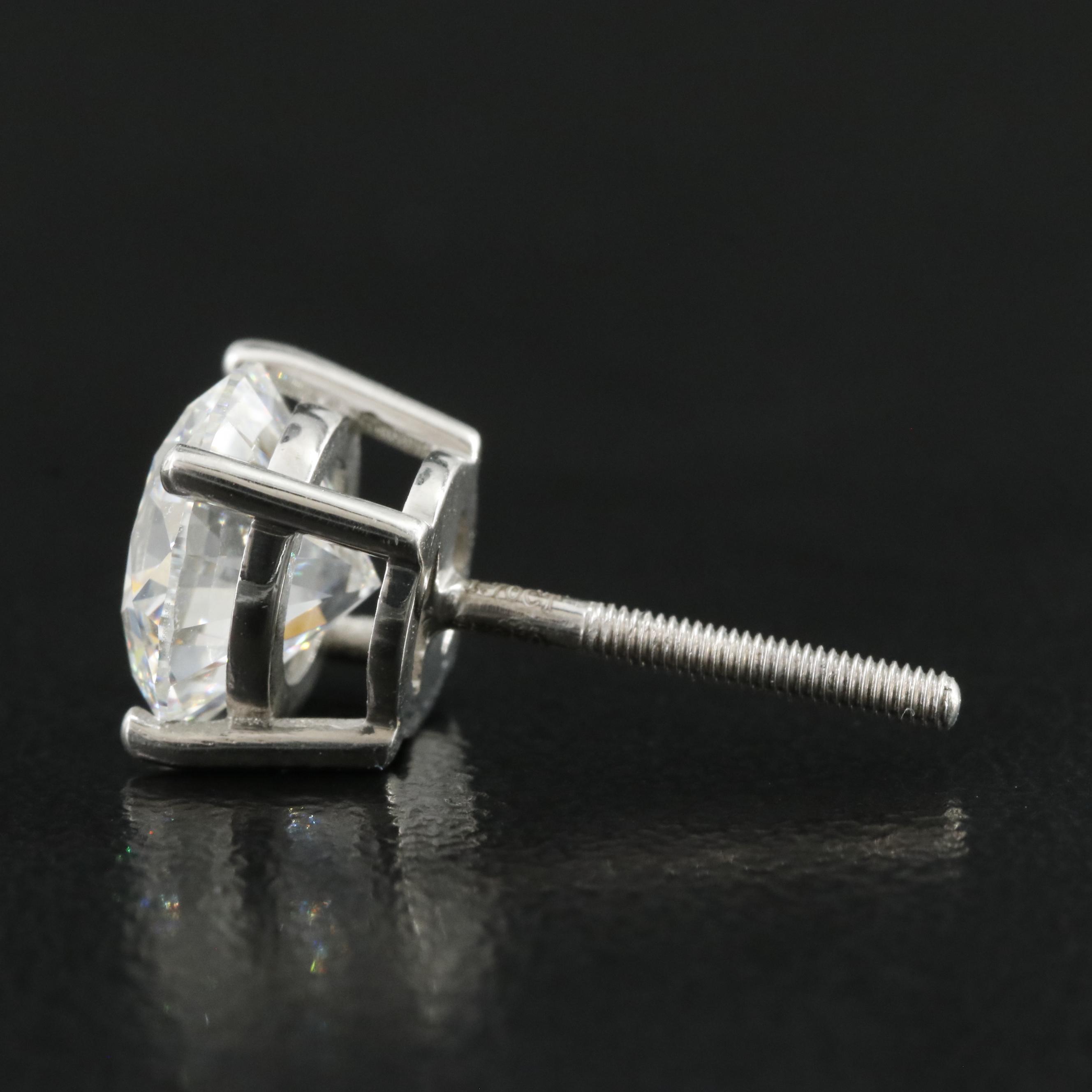 Platinum 3.41 CTW Lab Grown Diamond Stud Earrings with IGI Reports