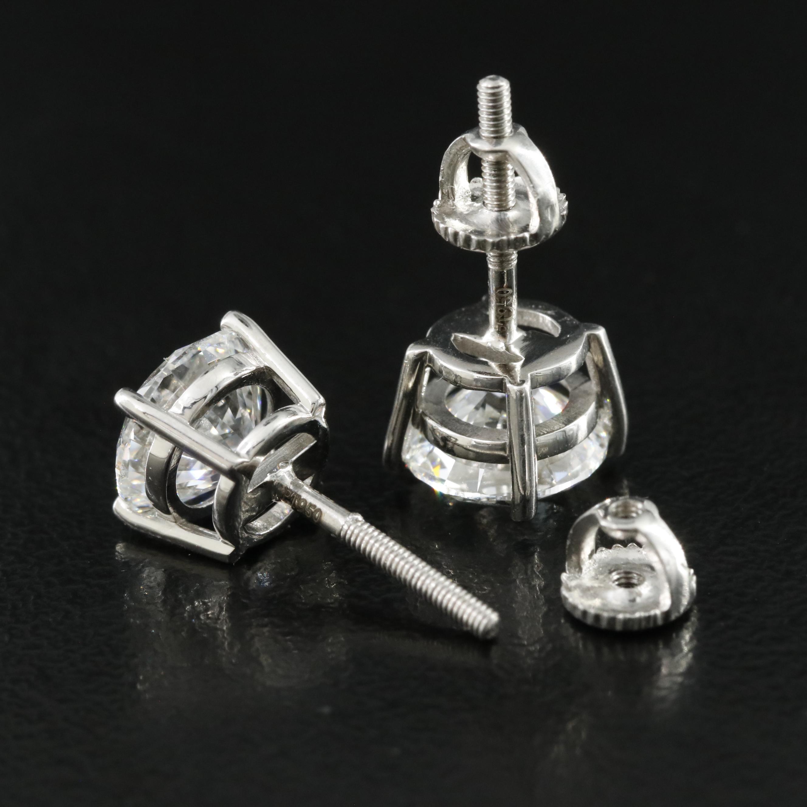 Platinum 3.41 CTW Lab Grown Diamond Stud Earrings with IGI Reports