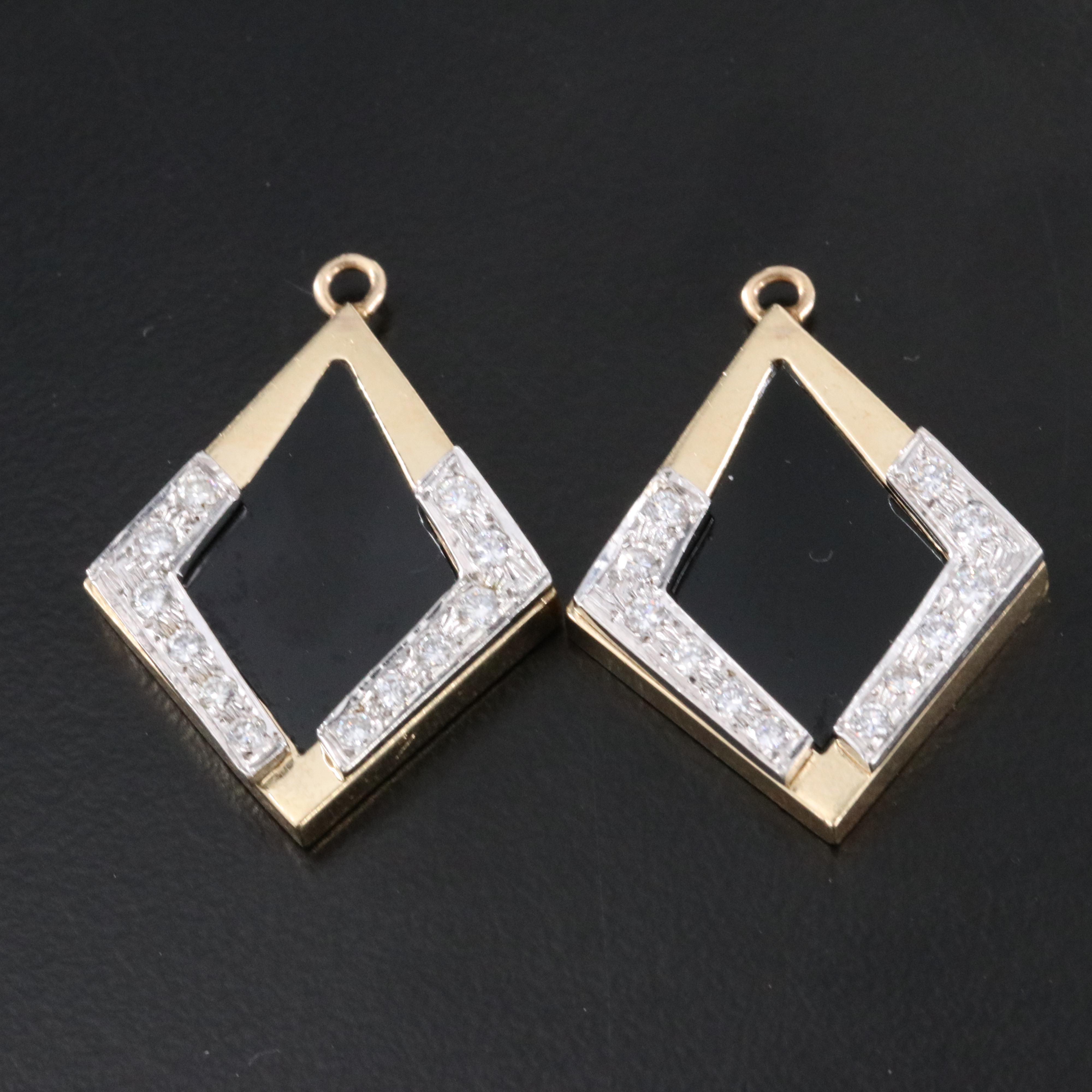 14K Black Onyx and 1.51 CTW Diamond Necklace and Earring Enhancers Set