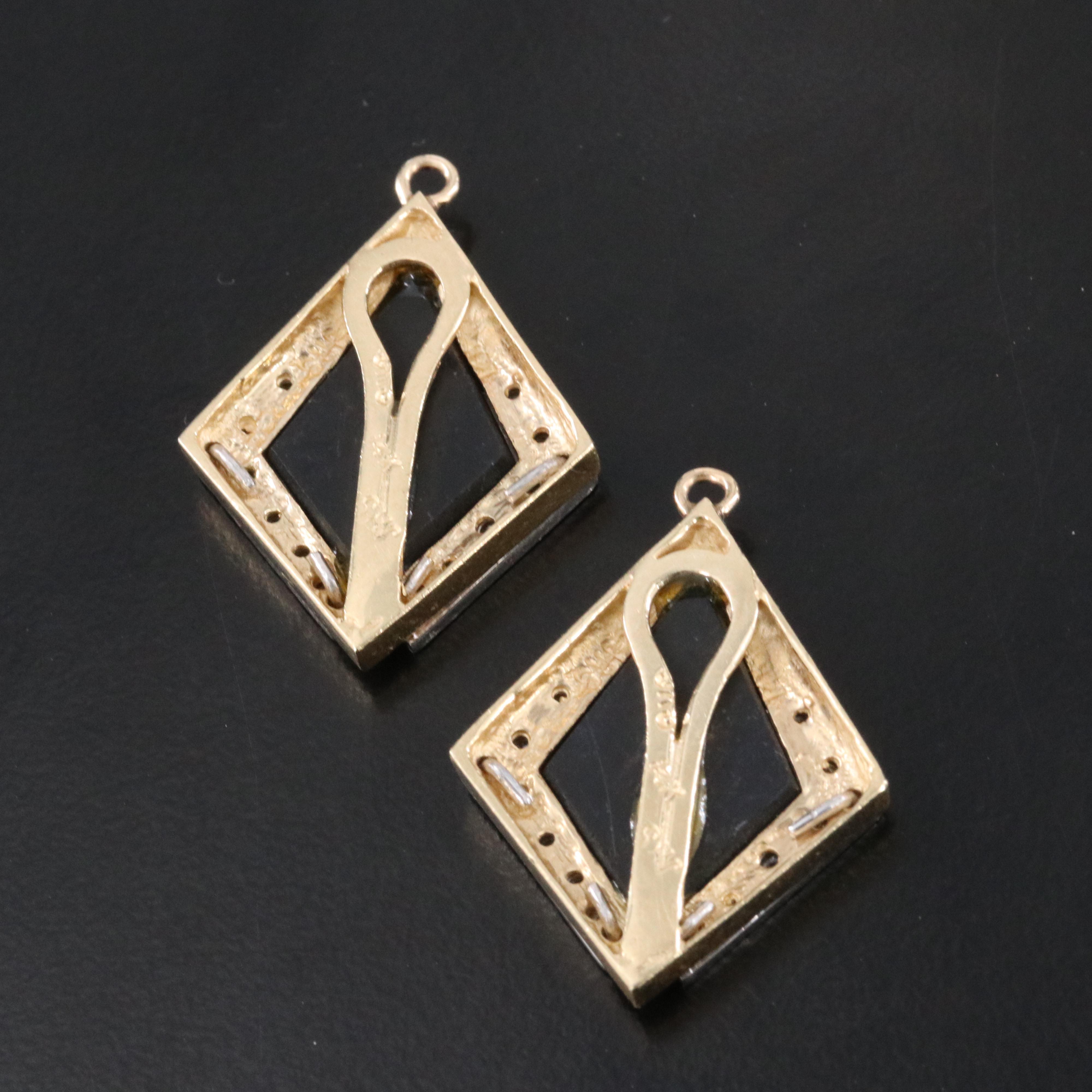 14K Black Onyx and 1.51 CTW Diamond Necklace and Earring Enhancers Set