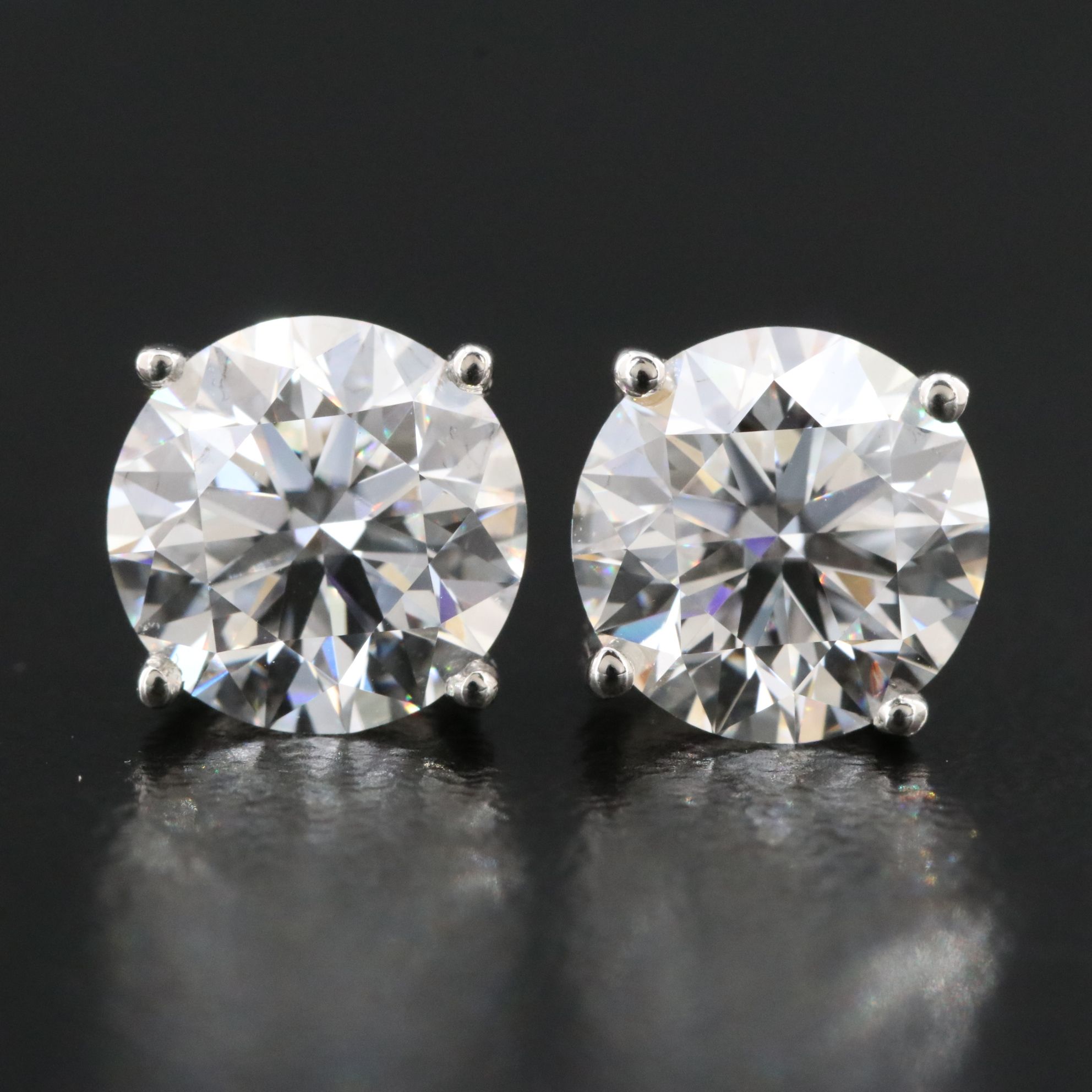 Platinum 3.47 CTW Lab Grown Diamond Solitaire Stud Earrings with IGI Reports