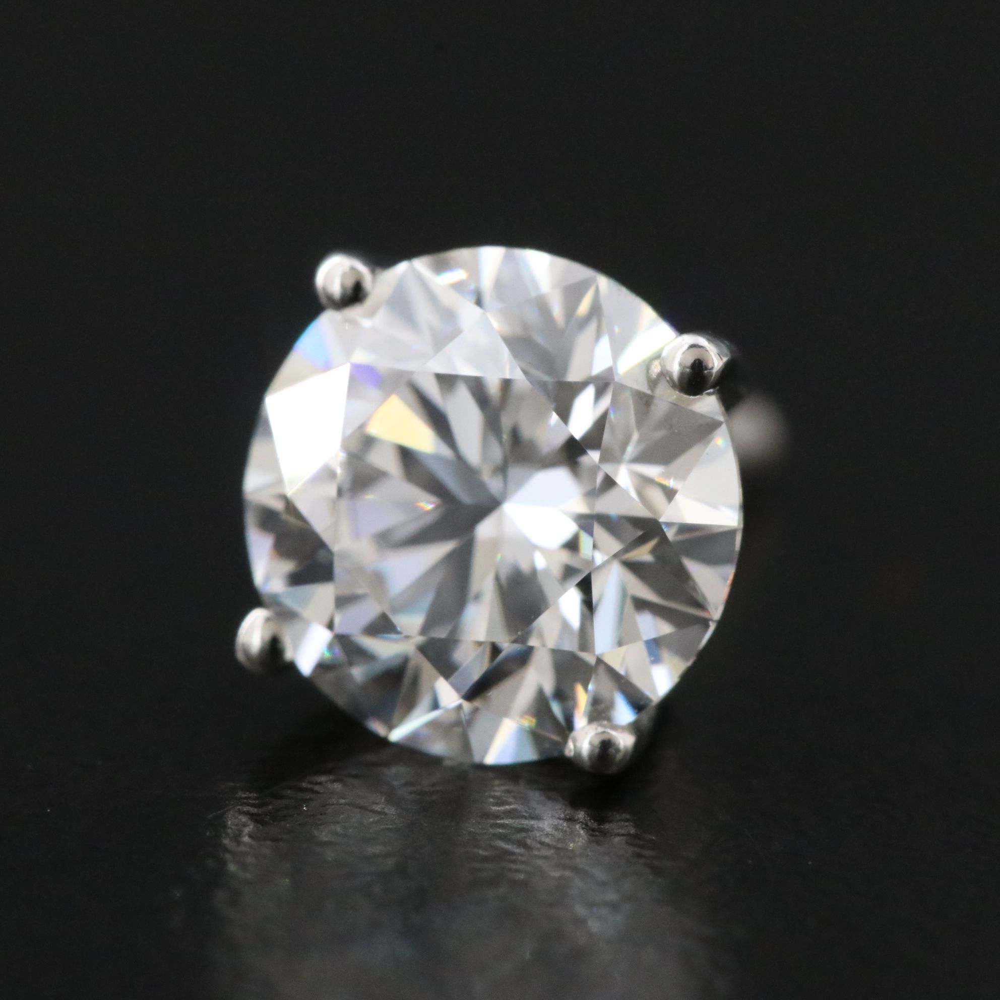 Platinum 3.47 CTW Lab Grown Diamond Solitaire Stud Earrings with IGI Reports