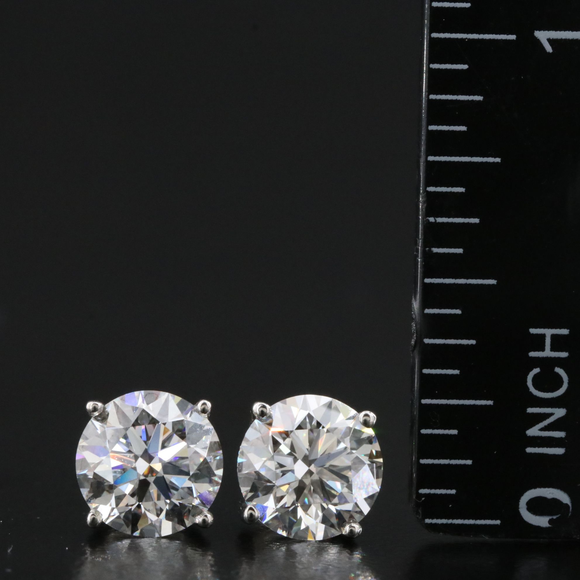 Platinum 3.47 CTW Lab Grown Diamond Solitaire Stud Earrings with IGI Reports