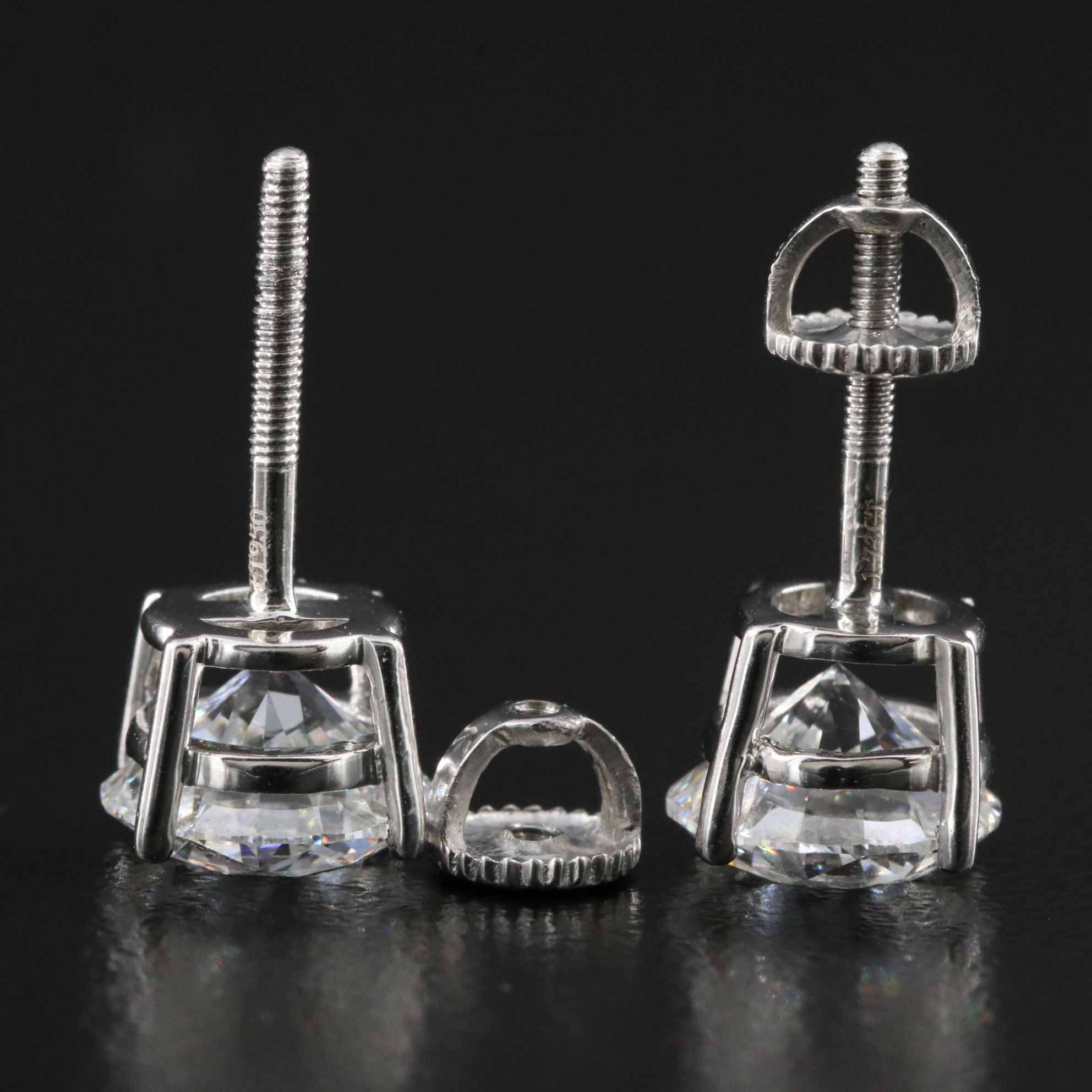 Platinum 3.47 CTW Lab Grown Diamond Solitaire Stud Earrings with IGI Reports