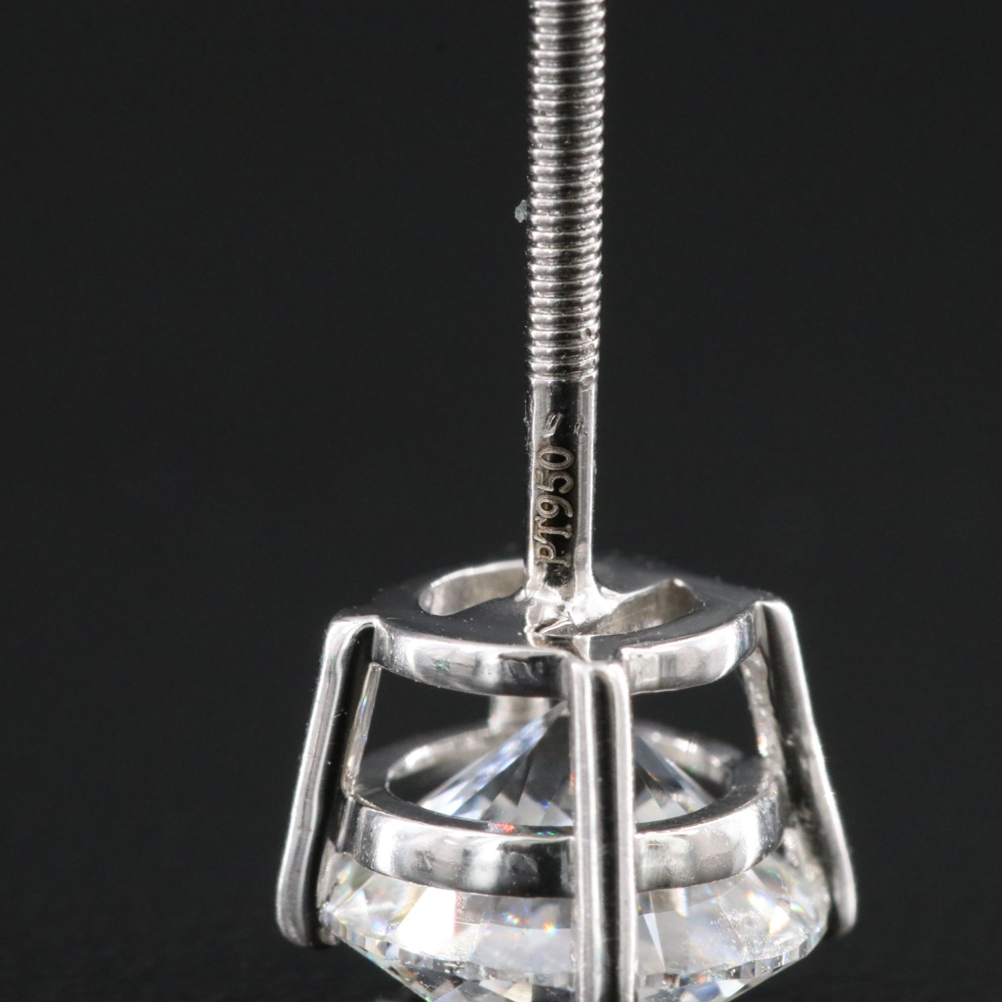 Platinum 3.47 CTW Lab Grown Diamond Solitaire Stud Earrings with IGI Reports