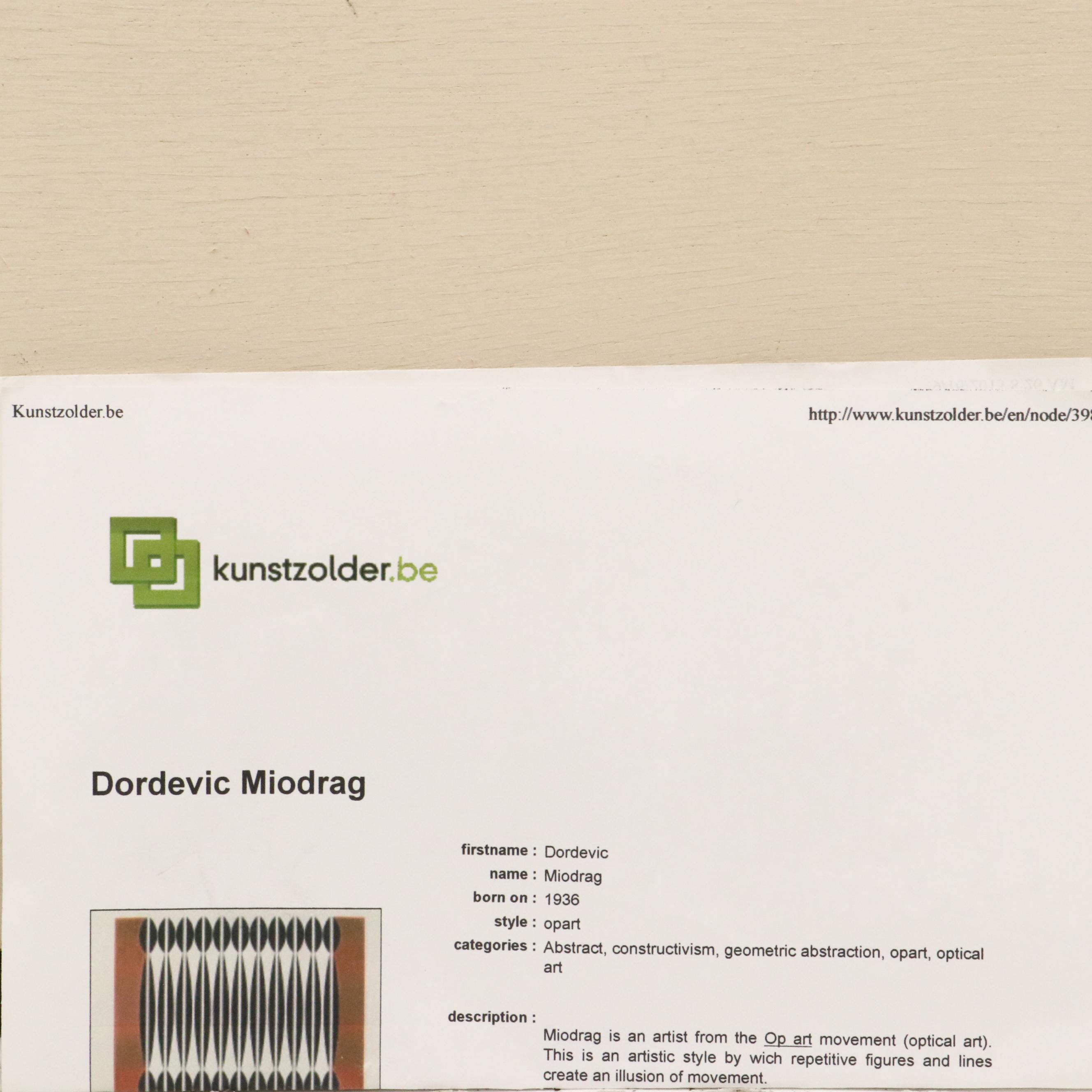 Dordevic Miodrag Op Art Oil Painting, 20th Century